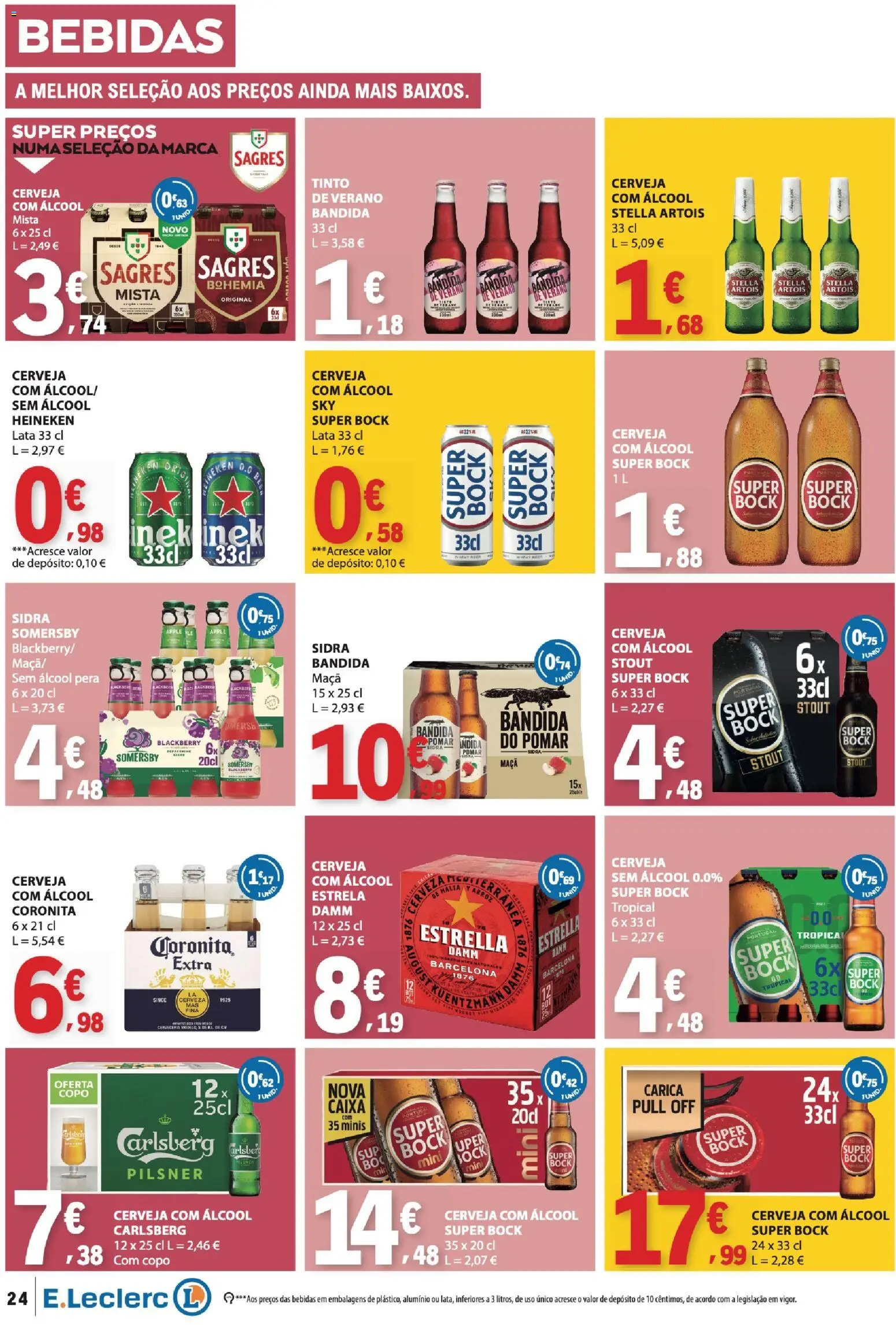 E.Leclerc folheto │ válido de 24/09/2026 | Página: 24 | Produtos: Super bock, Bebidas, Cerveja, Somersby