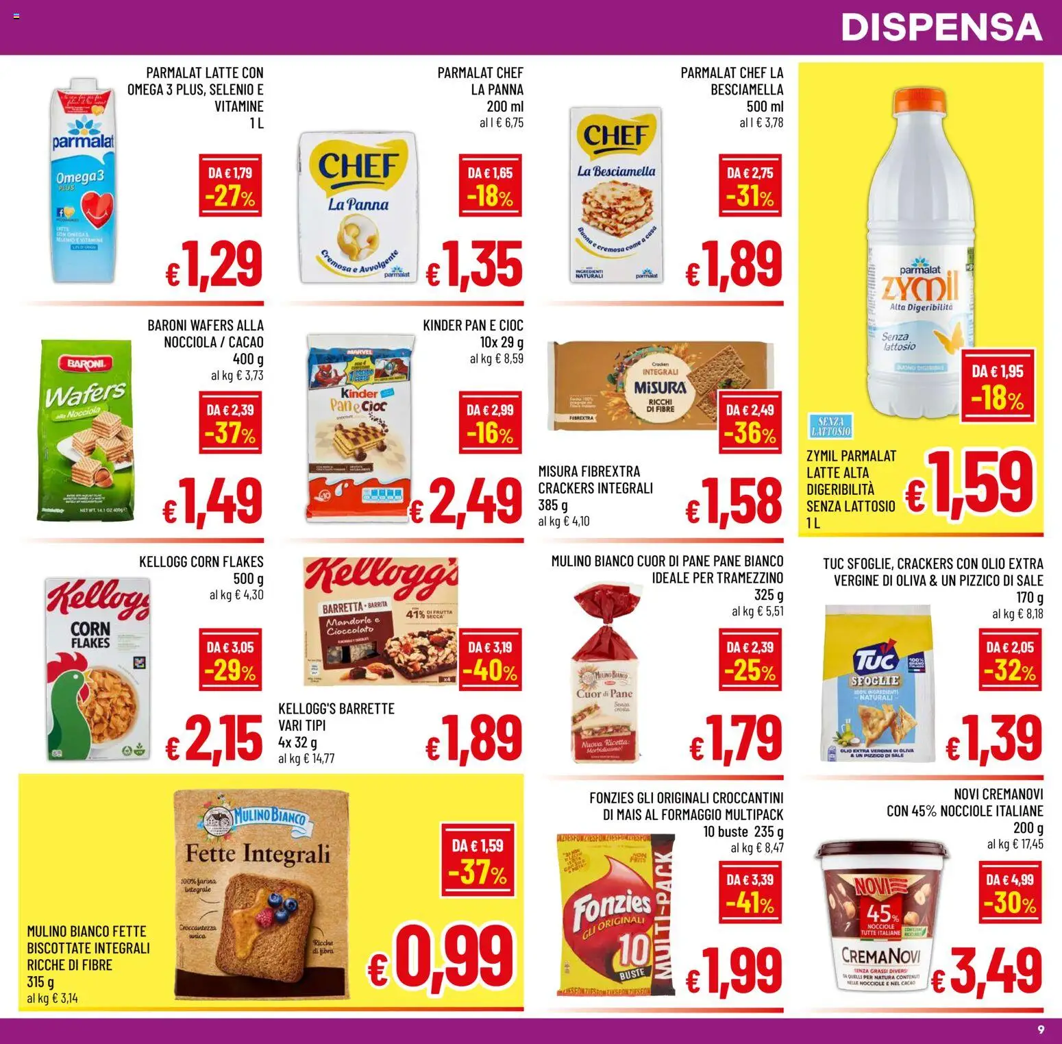 Volantino A&O del 30/09/2026 | Pagina: 9 | Prodotti: Pane, Crackers, Cacao, Tramezzino