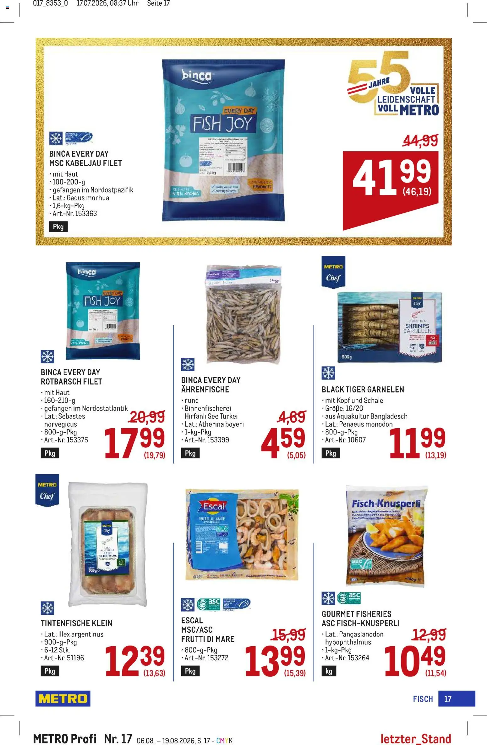 Metro angebote Profi gültig ab 06.08.2026 | Seite: 17 | Produkte: Uhr, Fisch