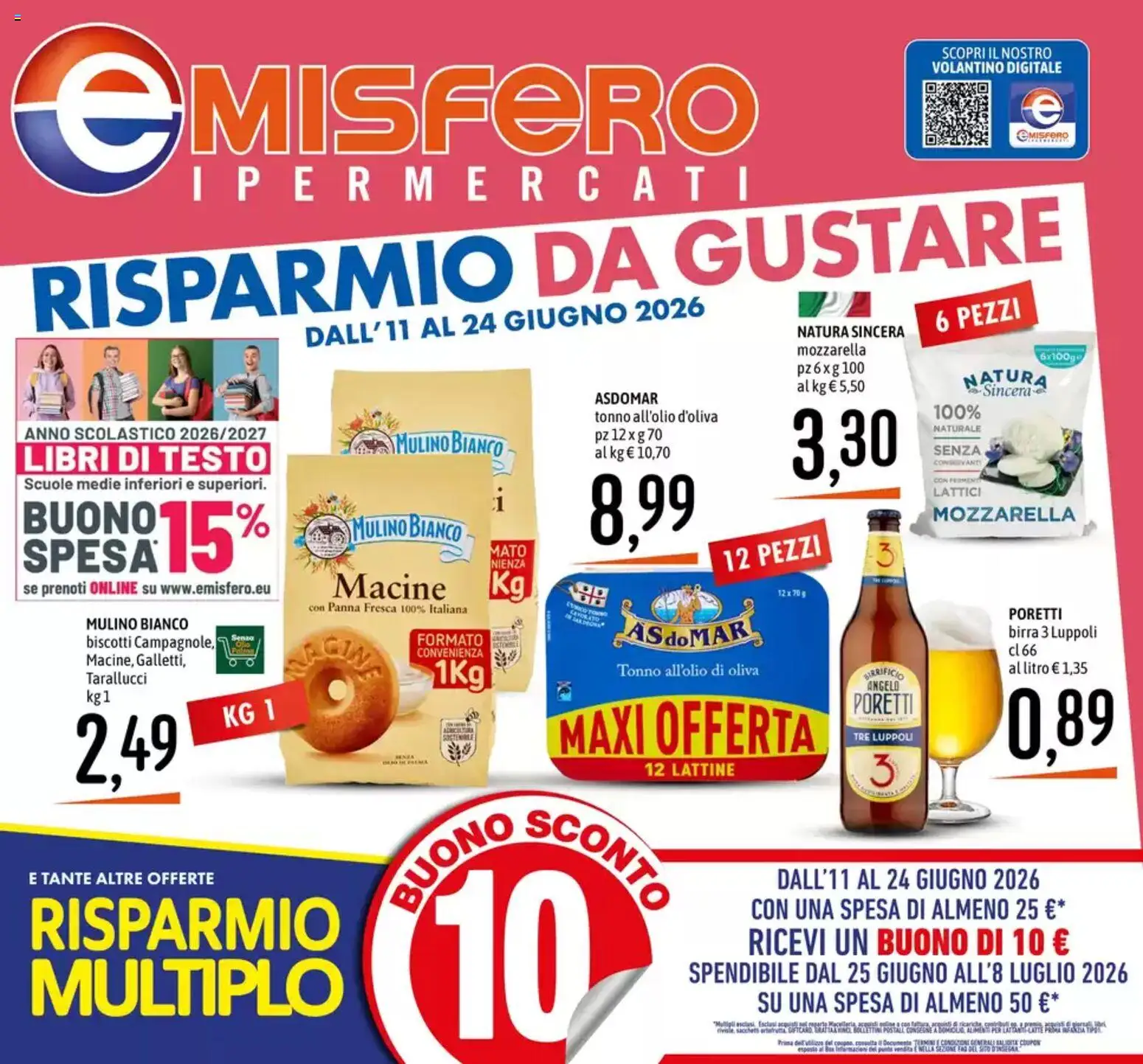 Volantino Emisfero del 11.06.2026 | Pagina: 1 | Prodotti: Birra, Panna, Mozzarella, Tonno