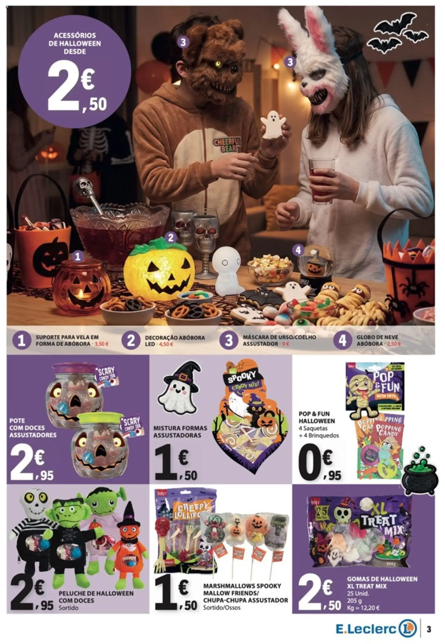 E.Leclerc folheto Não Alimentar │ válido de 22/10/2026 | Página: 3 | Produtos: Saquetas, Abóbora, Brinquedos, Doces