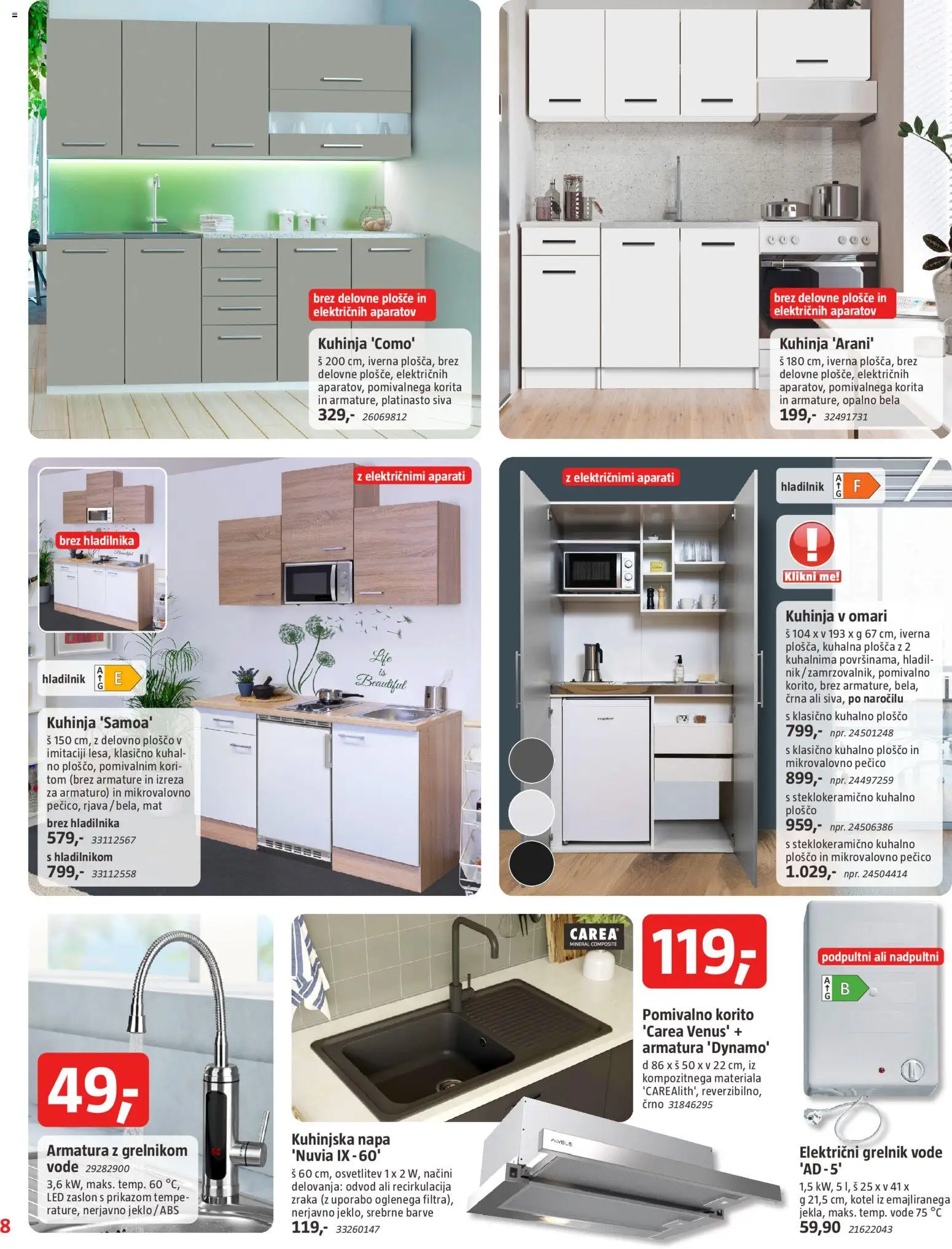 Novi Bauhaus katalog ponudbe – veljaven od 02.09.2026 | Stran: 8 | Izdelki: Kuhalna plosca, Kuhinja, Pomivalno korito, Grelnik vode