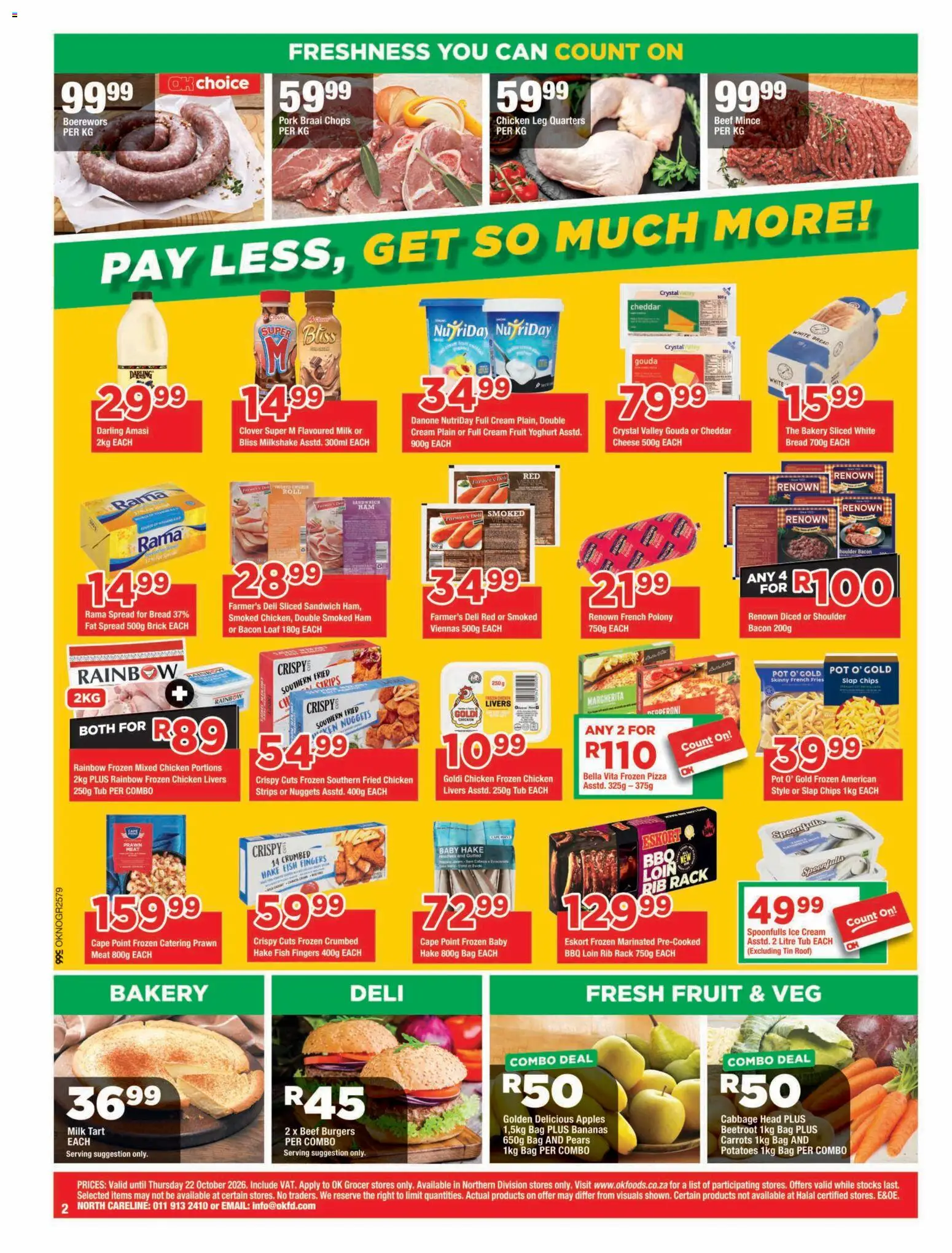 New OK Foods catalogue – valid from 14/10/2026 | Page: 2 | Products: Frozen pizza, Bread, Chips, Bacon
