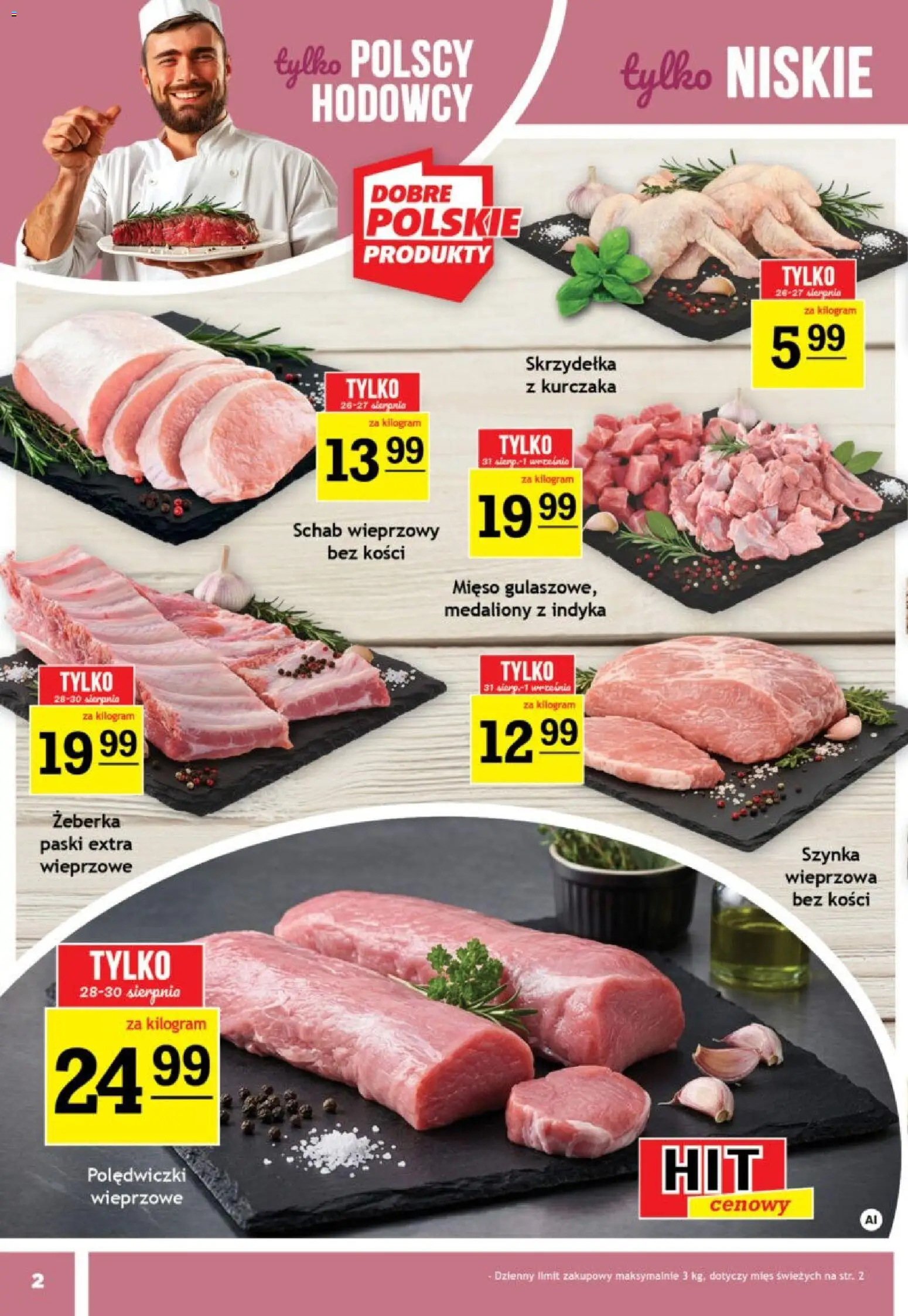 Gram Market gazetka od 26.08.2026 | Strona: 2 | Produkty: Żeberka, Schab wieprzowy, Polędwiczki, Skrzydełka