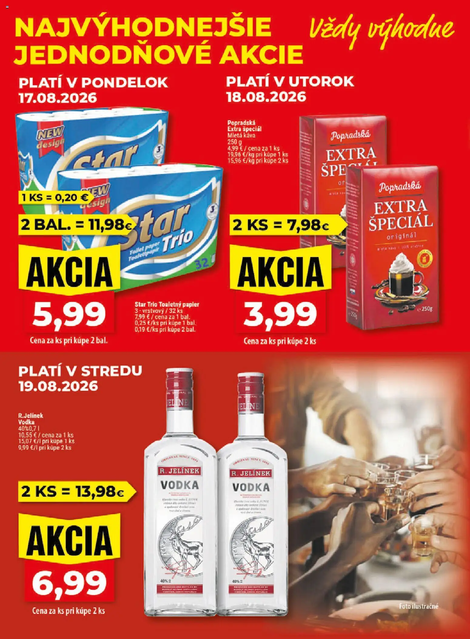 Nové Klas akcie – leták je platný od 17.08.2026 | Strana: 2 | Produkty: Káva, Toaletný papier, Vodka, Mletá káva