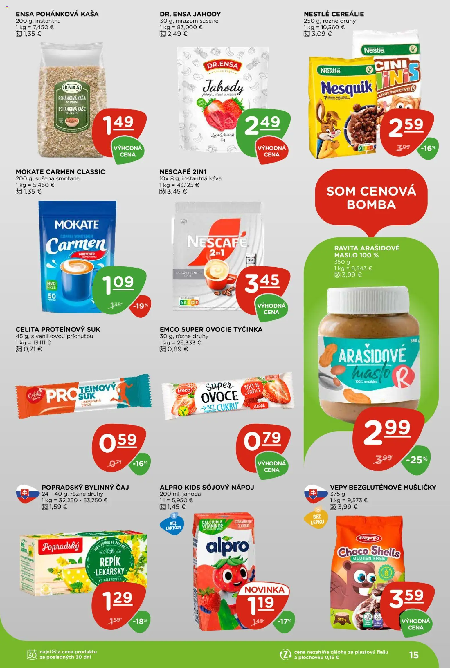 Nové Terno akcie – leták je platný od 02.07.2026 | Strana: 15 | Produkty: Maslo, Smotana, Jahody, Nesquik