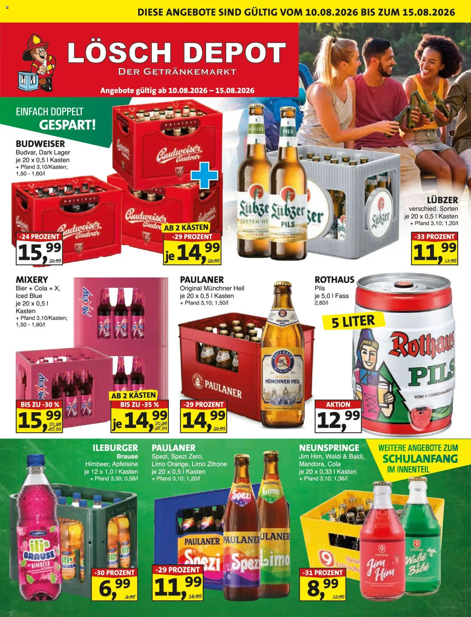 Lösch Depot Prospekt – gültig ab 10.08.2026 | Seite: 1 | Produkte: Cola, Pils, Zitrone, Budweiser
