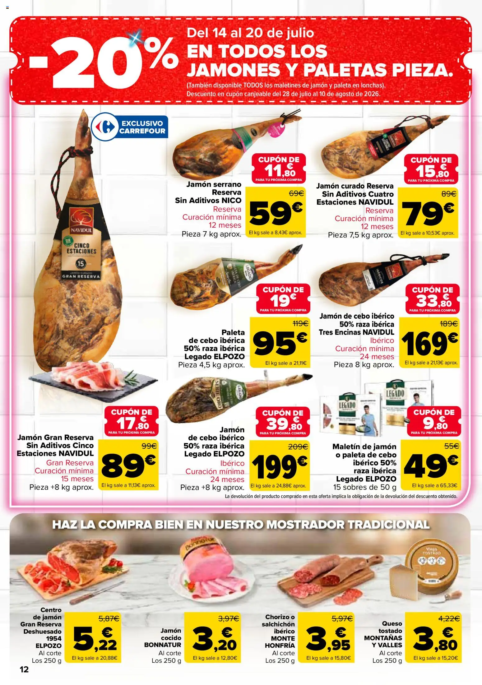 Carrefour folleto │ válido desde el 14/07/2026 | Página: 14 | Productos: Jamón serrano, Jamón curado, Jamón, Jamón cocido