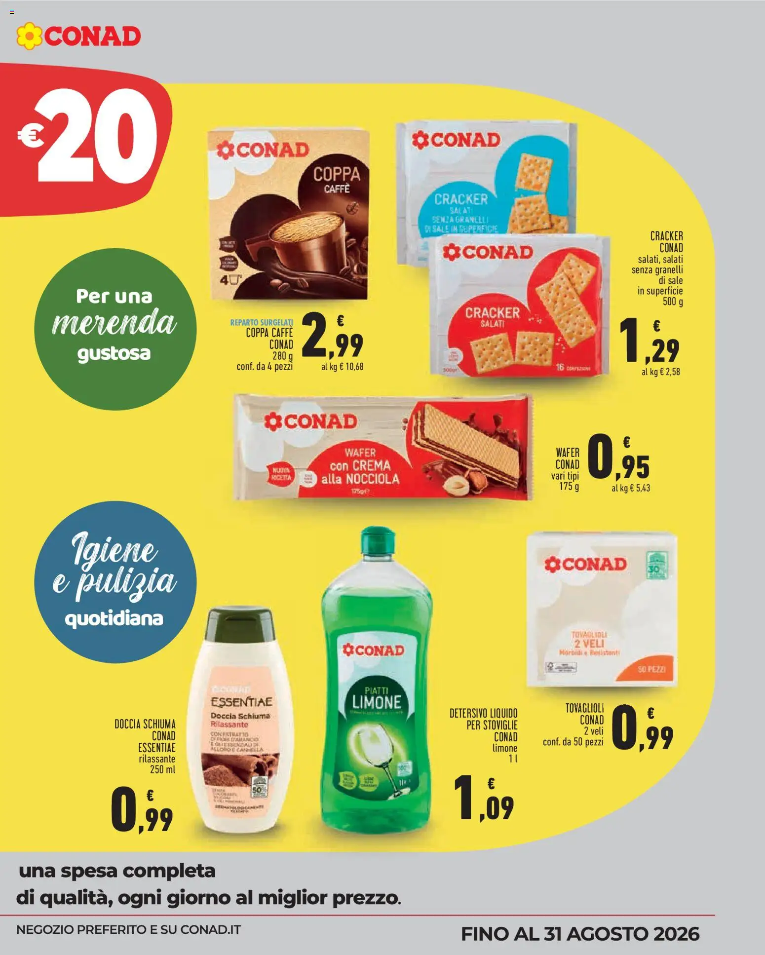 Volantino Conad del 19/08/2026 | Pagina: 5 | Prodotti: Schiuma, Crema, Caffè, Sale