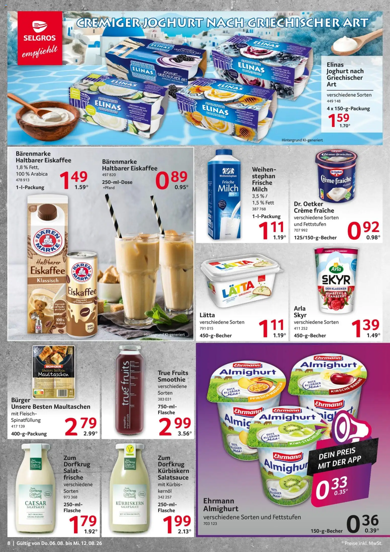 Selgros Prospekt – gültig ab 06.08.2026 | Seite: 8 | Produkte: Kürbiskernöl, Himbeere, Maultaschen, Fleisch