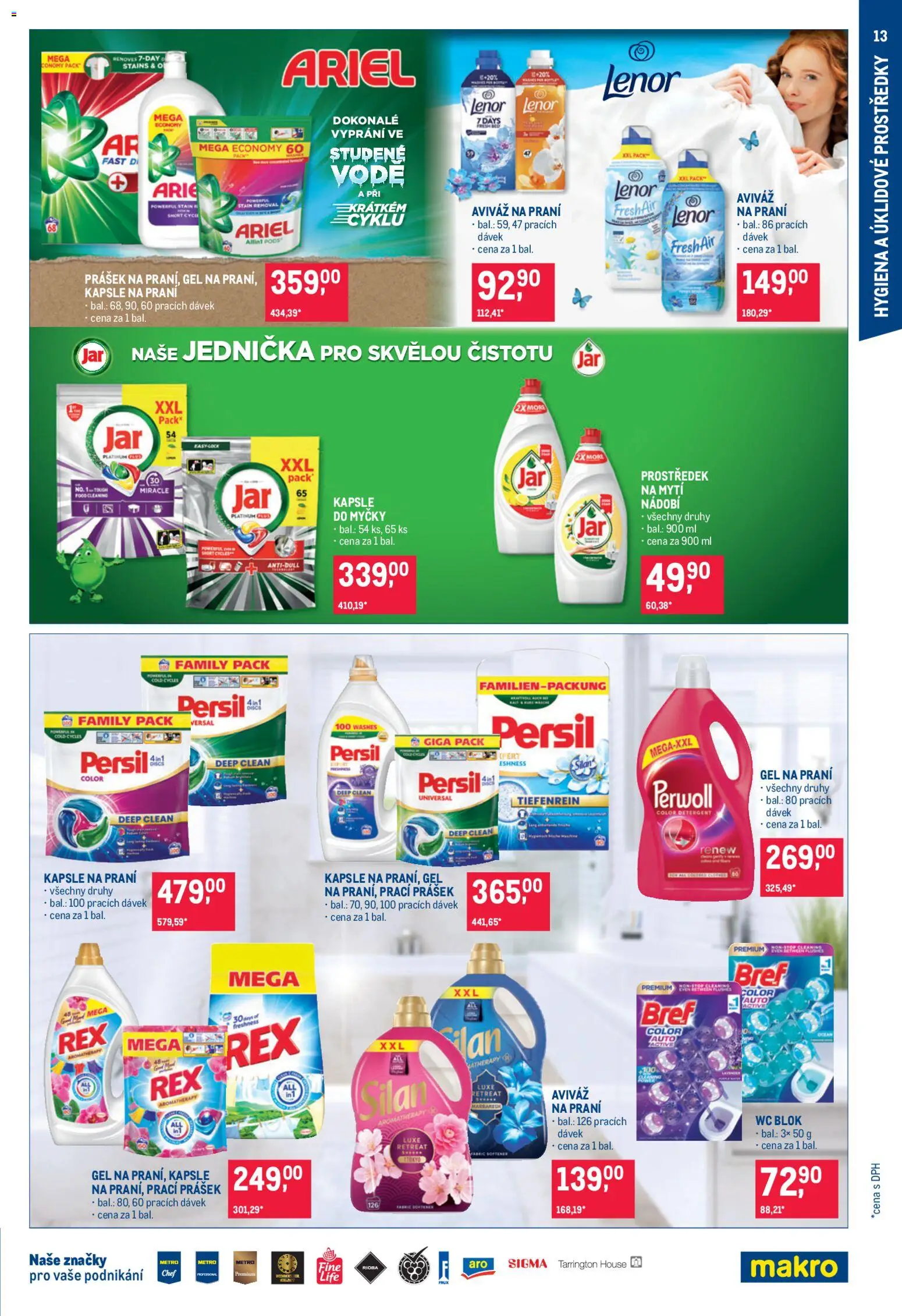 Makro leták - Nepotravinové zboží od 26.08.2026 | Strana: 13 | Produkty: Kapsle, Prací Prášek, Wc, Kapsle na praní