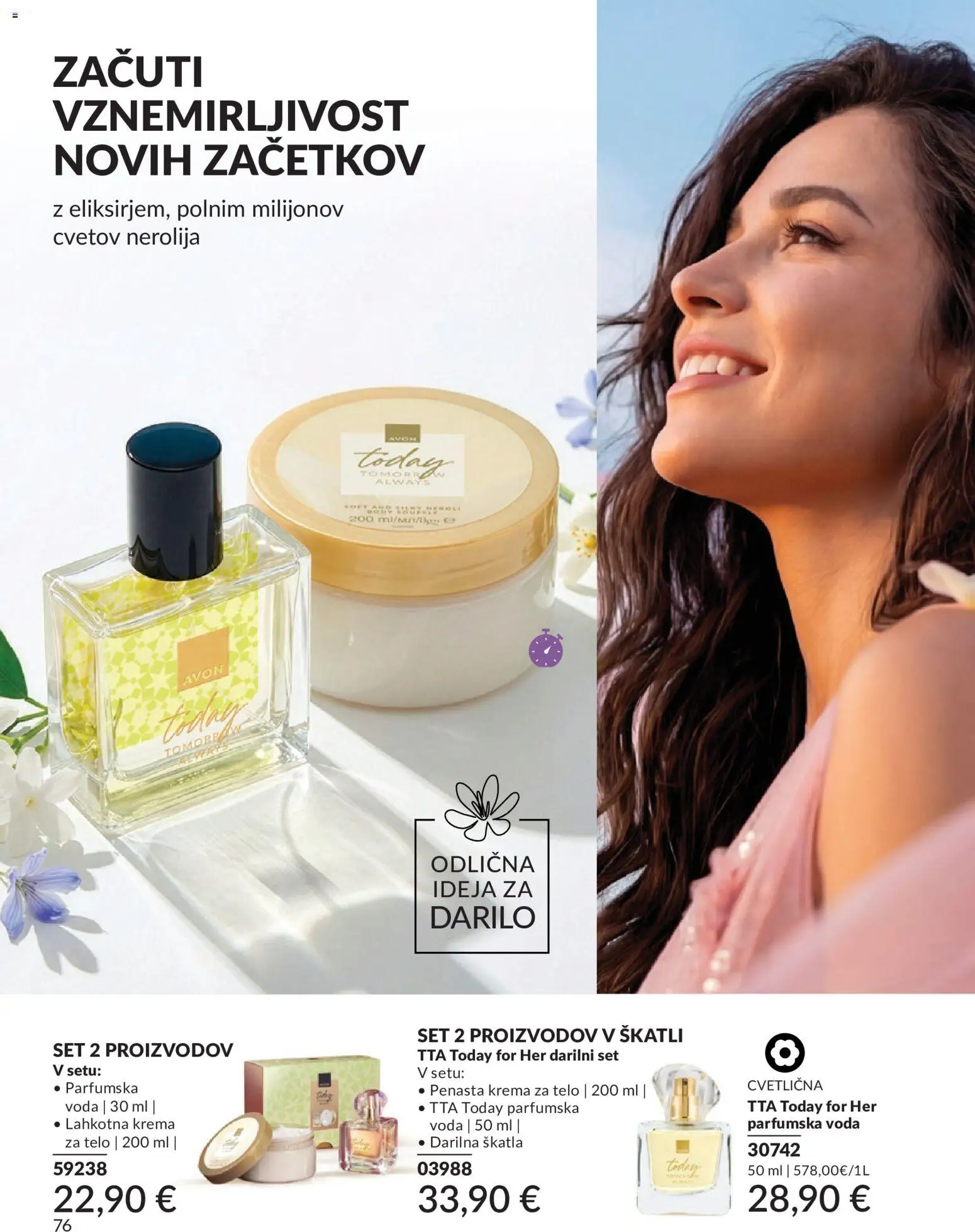 Novi Avon katalog ponudbe – veljaven od 01.08.2026 | Stran: 76 | Izdelki: Skatla, Krema za telo, Voda, Parfumska voda