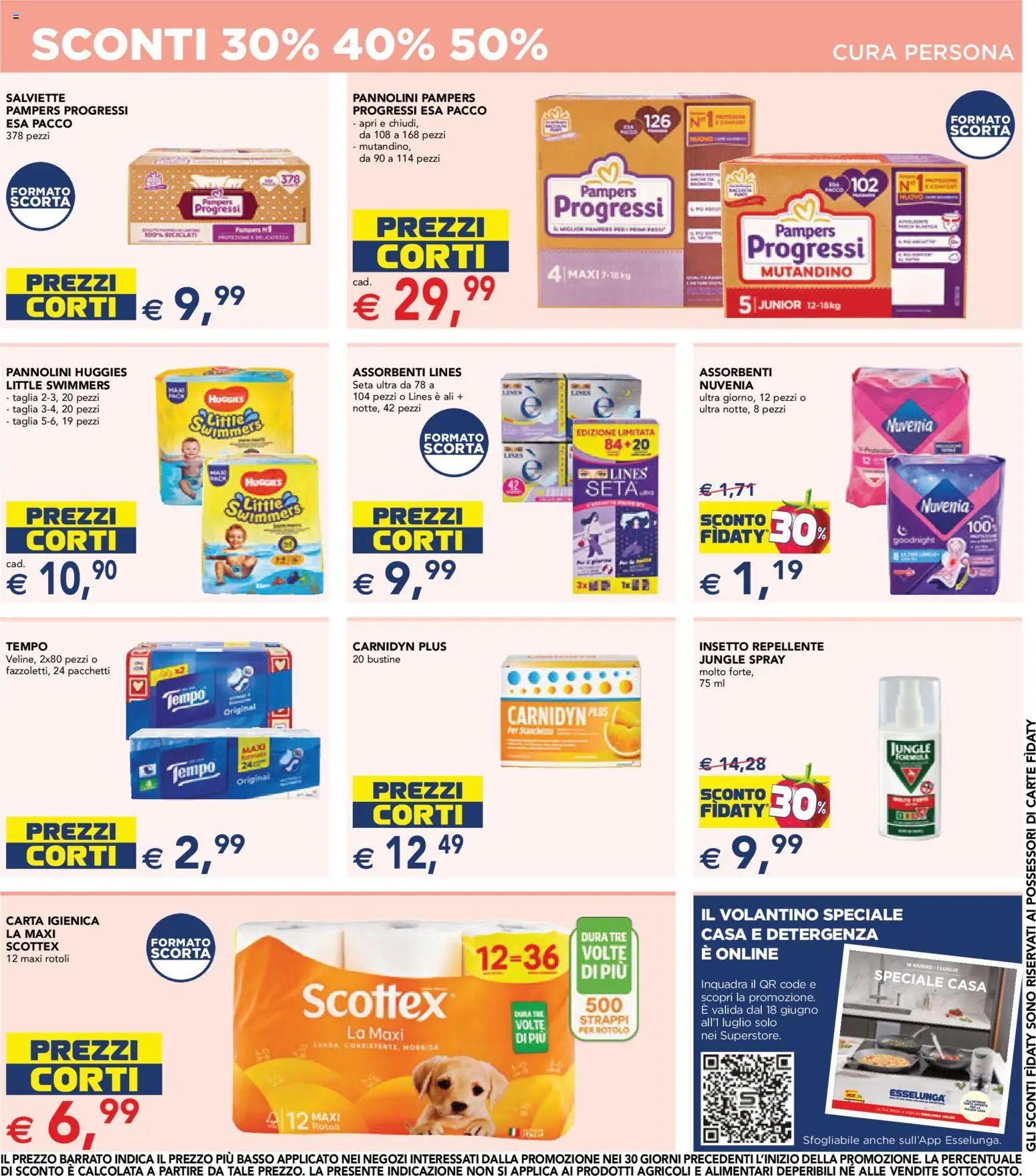 Volantino Esselunga S del 18.06.2026 | Pagina: 17 | Prodotti: Pannolini, Carta igienica, The, Pampers