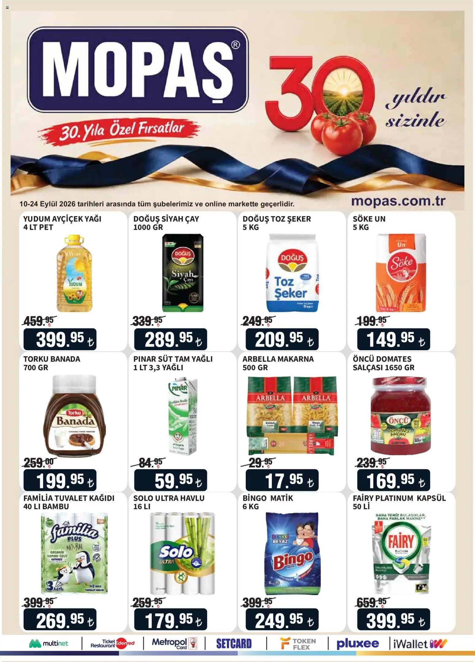 Mopaş Katalog - 10 Eylül 2026 tarihinden itibaren geçerlidir | Sayfa: 1 | Ürünler: Tuvalet, Domates, Makarna, Toz şeker