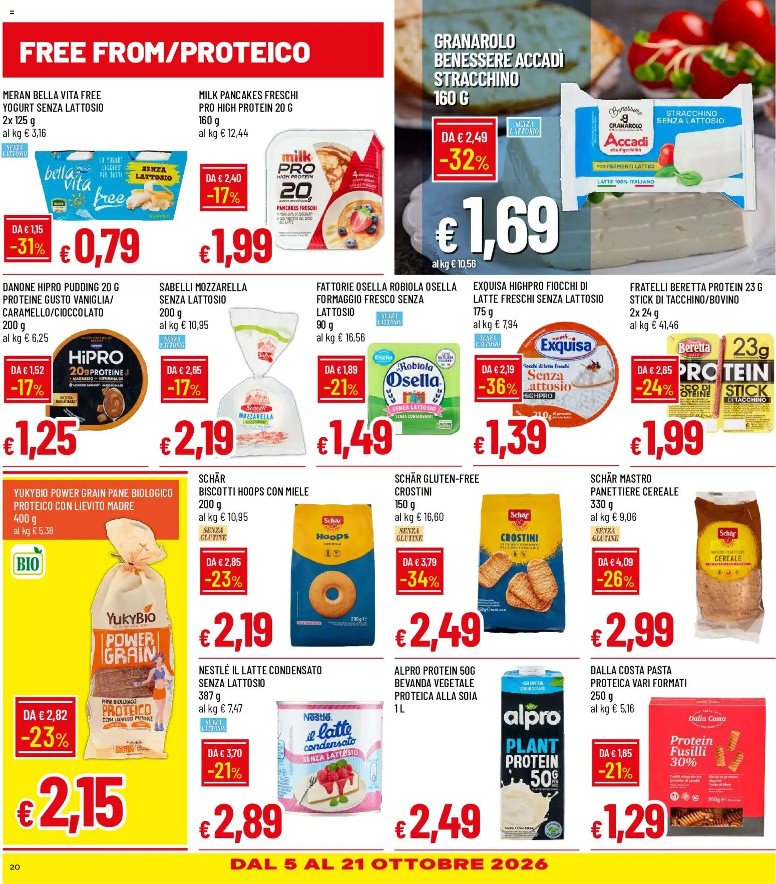 Volantino Galassia del 30/09/2026 | Pagina: 20 | Prodotti: Senza glutine, Yogurt, Formaggio, Formaggio fresco