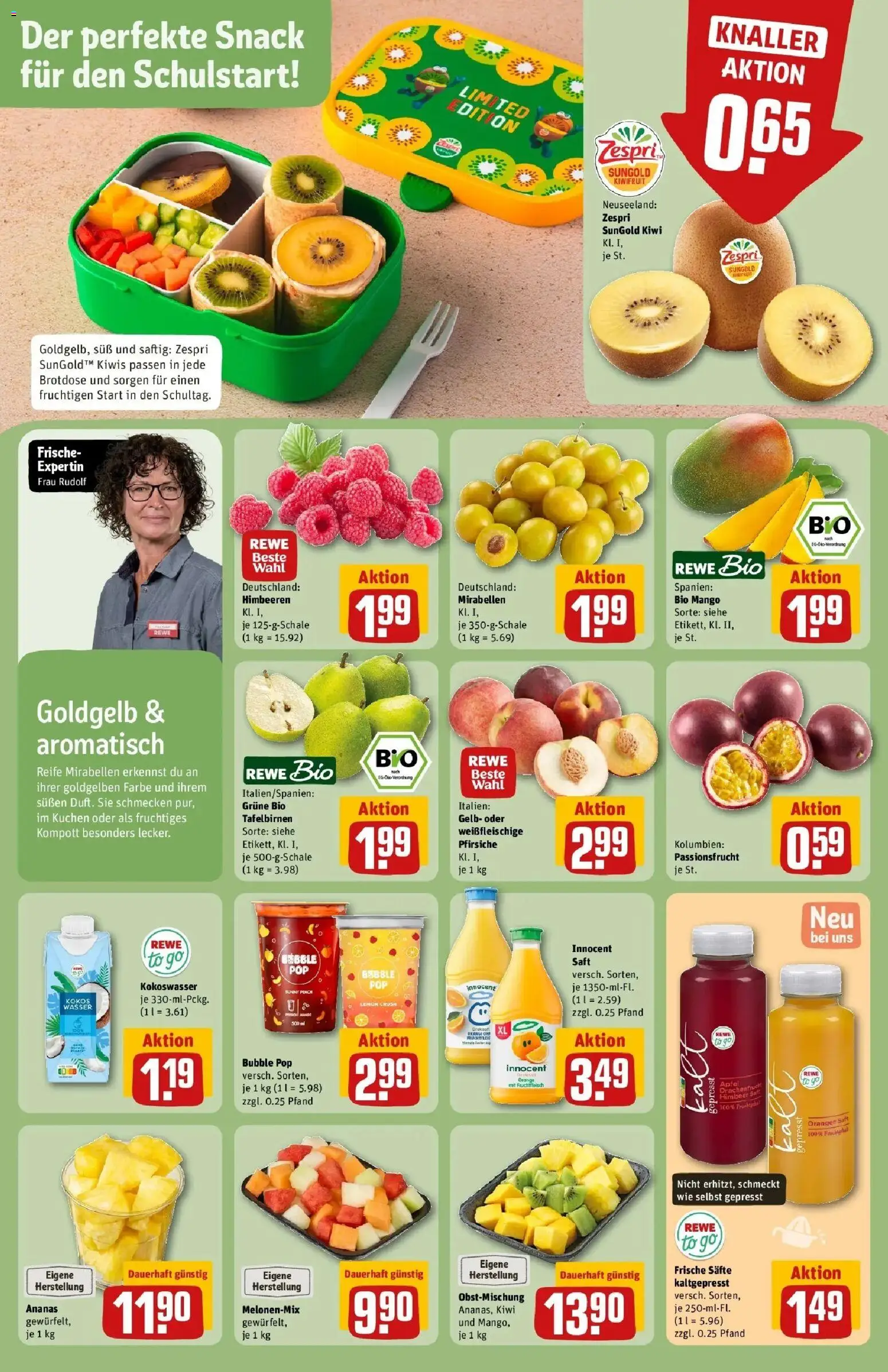 REWE Prospekt ab 24.08.2026 zum Blättern » Angebote | Seite: 6 | Produkte: Himbeeren, Äpfel, Orangen, Ananas