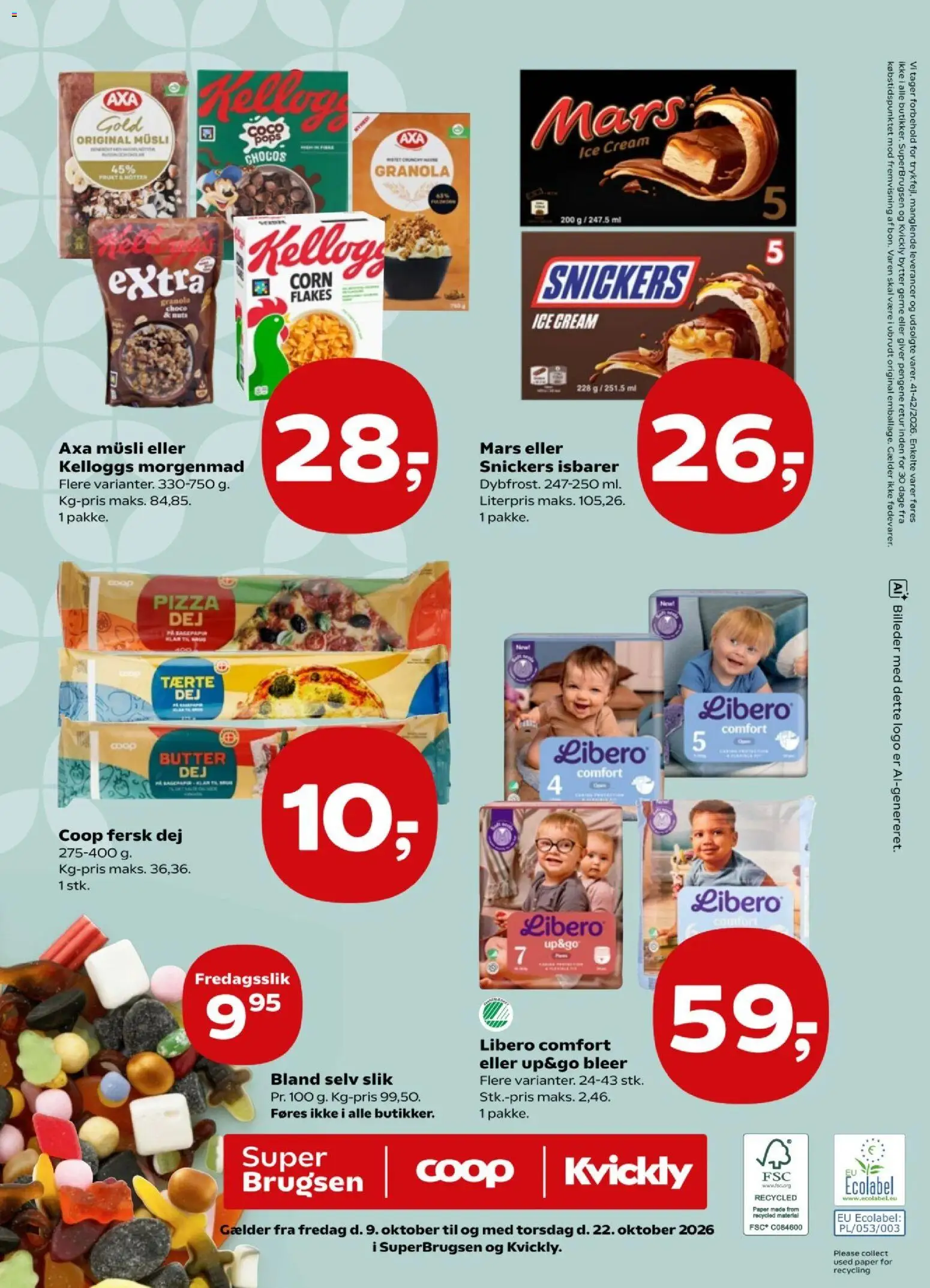 Super Brugsen tilbudsavis – gyldig fra 09/10/2026 | Side: 36 | Produkter: Pizza, Slik, Müsli