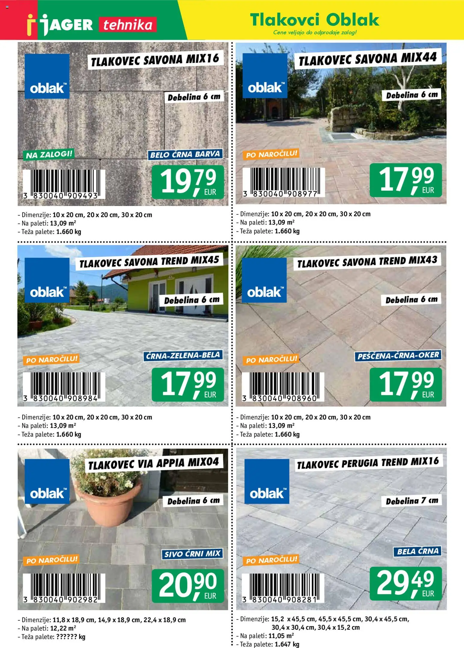 Novi Jager katalog ponudbe – veljaven od 21.08.2026 | Stran: 6 | Izdelki: Teza, Barva, Tlakovec