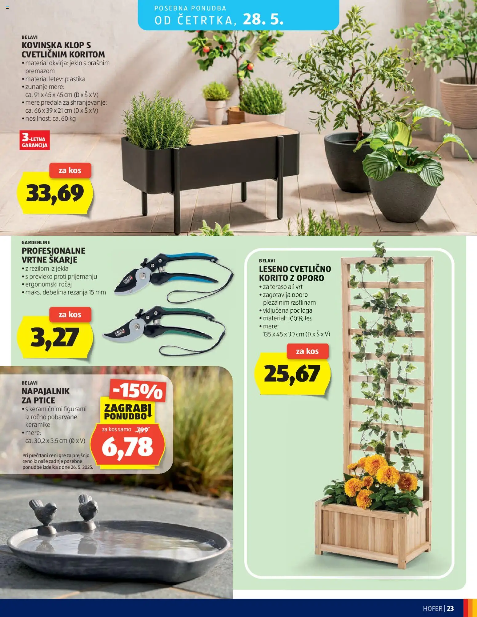 Novi Hofer katalog ponudbe – veljaven od 20.05.2026 | Stran: 23 | Izdelki: Kos, Letev, Podloga