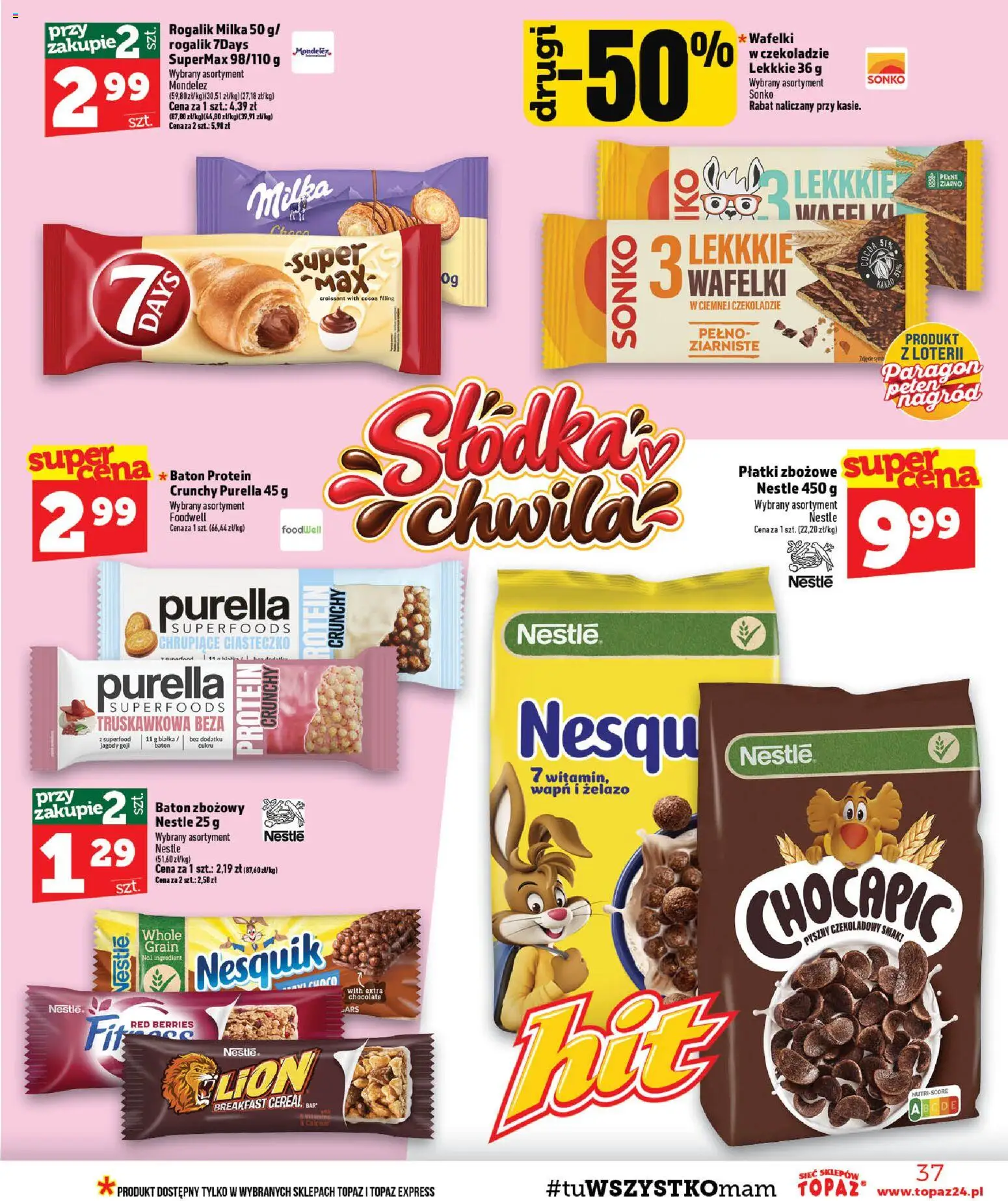 Topaz gazetka - Ceny małe na stałe od 08.10.2026 | Strona: 37 | Produkty: Beza, Żelazo, Baton, Płatki