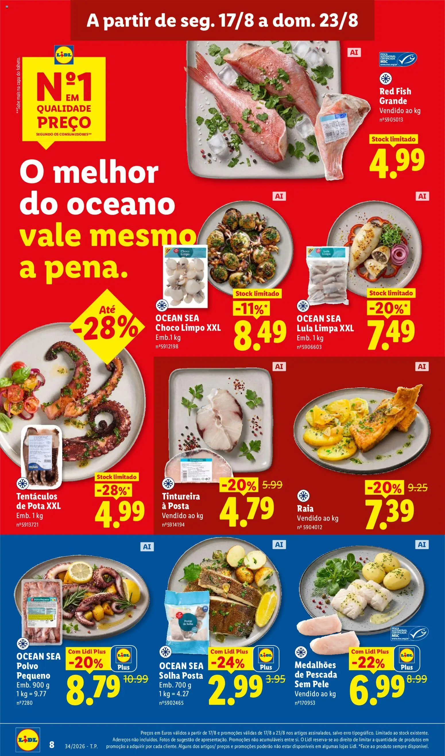 Lidl folheto │ válido de 17/08/2026 | Página: 8 | Produtos: Pescada, Polvo