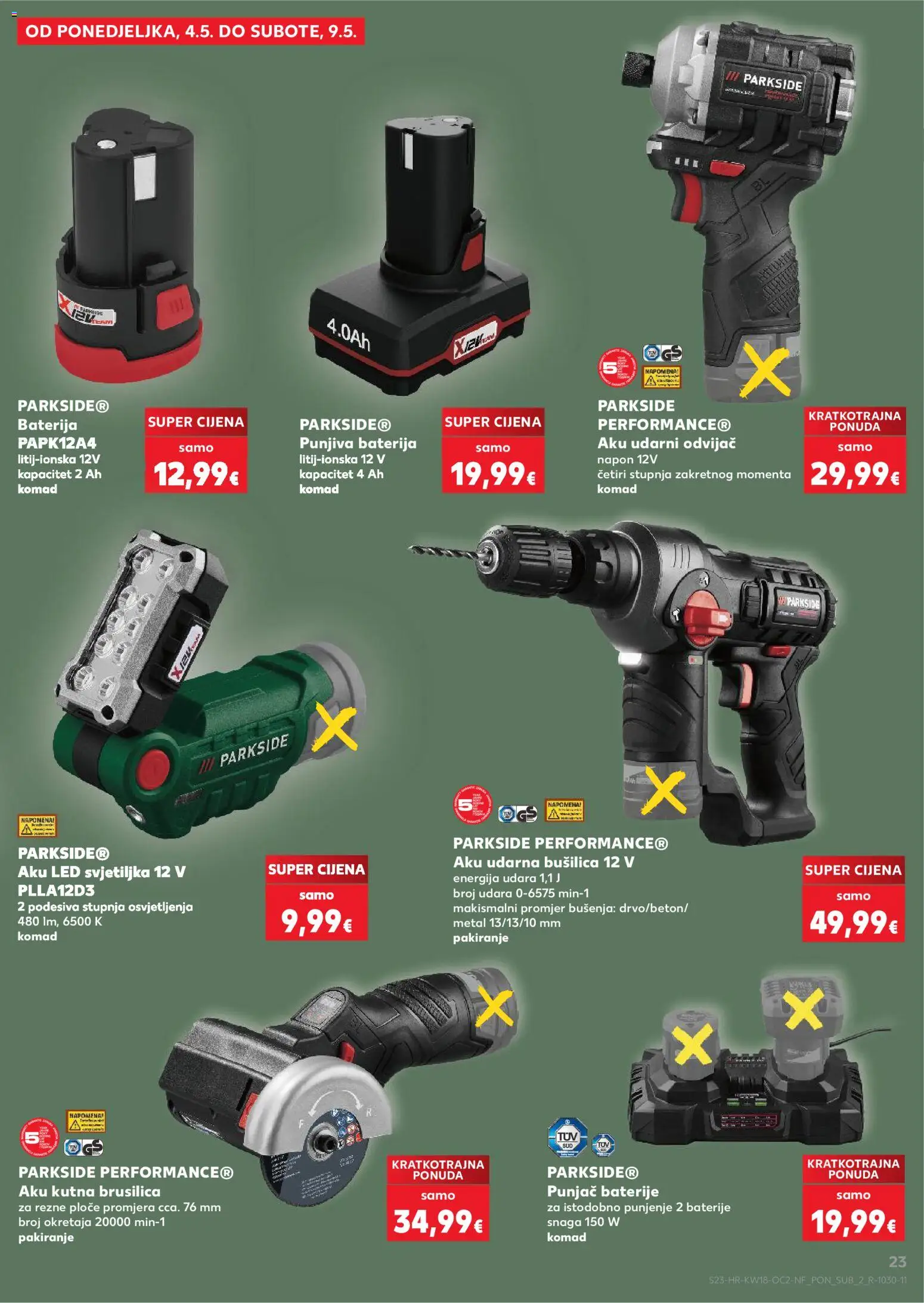 Kaufland katalog | vrijedi od 29.04.2026 | Stranica: 23 | Proizvodi: Brusilica, Svjetiljka, Kutna brusilica, Bušilica