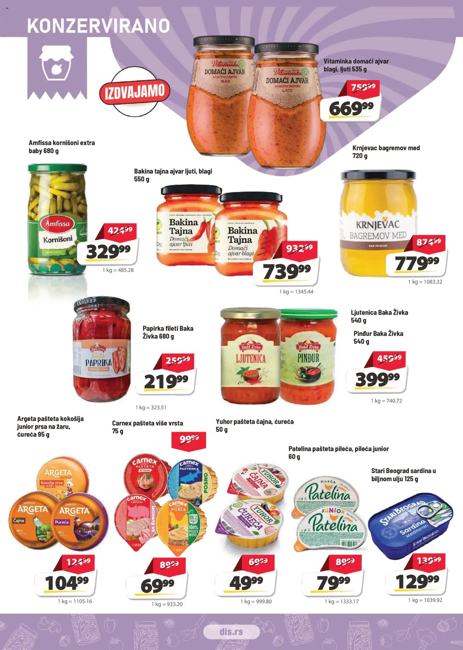 Super DIS katalog - važi od 29.10.2026 | Strana: 8 | Proizvode: Pastrmka, Ajvar, Ljutenica, Pašteta