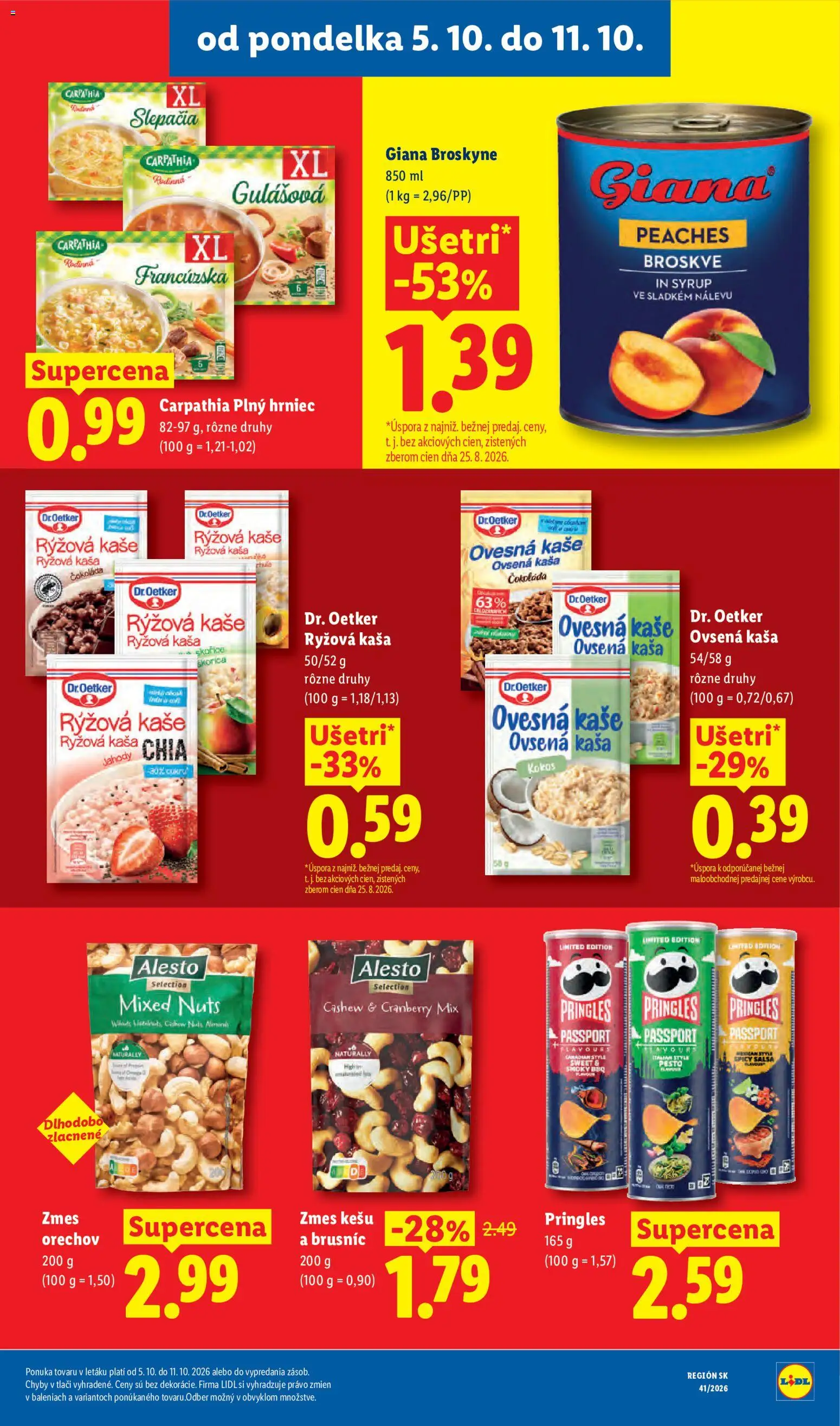 Nové Lidl akcie – leták je platný od 05.10.2026 | Strana: 38 | Produkty: Pringles, Jahody, Kaša, Pesto