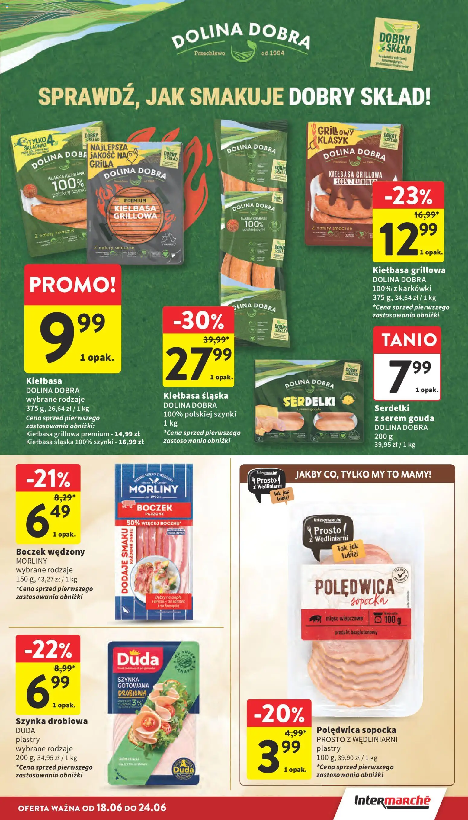 Intermarche gazetka od 18.06.2026 | Strona: 15 | Produkty: Mięso, Boczek wędzony, Kiełbasa śląska, Wędliny
