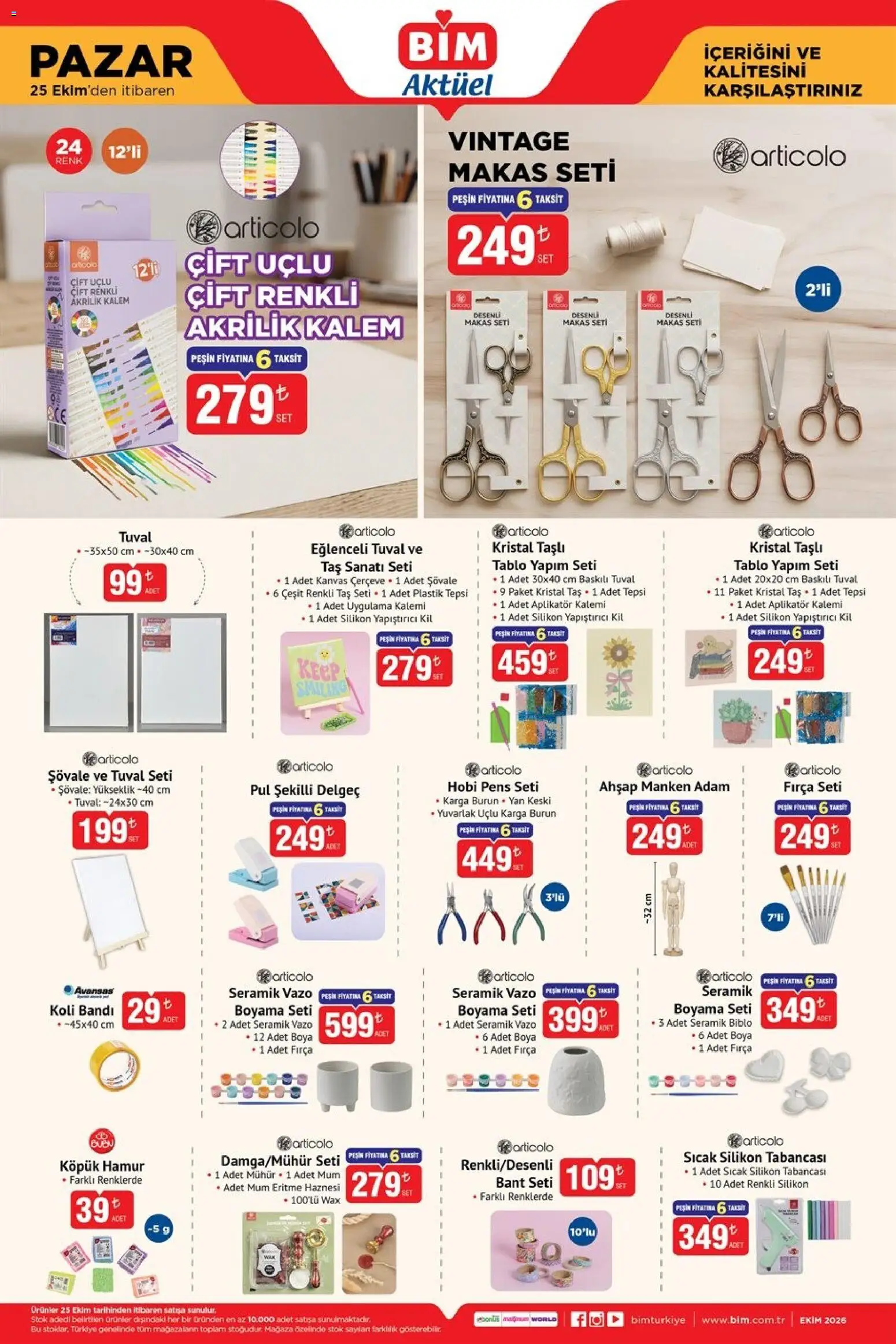 BİM - Katalog Pazar - 25 Ekim 2026 tarihinden itibaren geçerlidir | Sayfa: 4 | Ürünler: Delgeç, Fırça, Makas, Tepsi