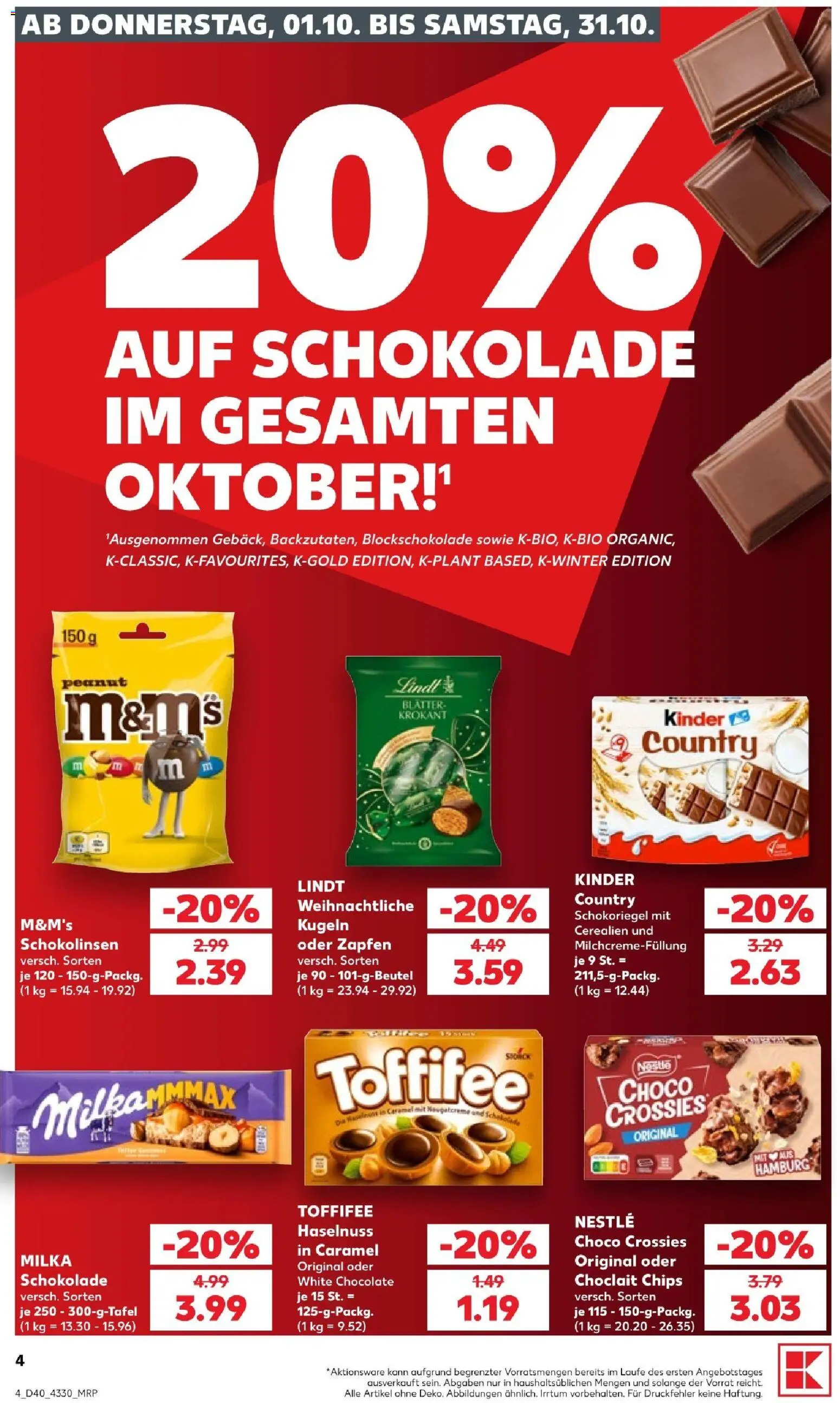 Kaufland Prospekt Potsdam – gültig ab 01.10.2026 | Seite: 8 | Produkte: Schokolade, M&M's, Toffifee, Lindt