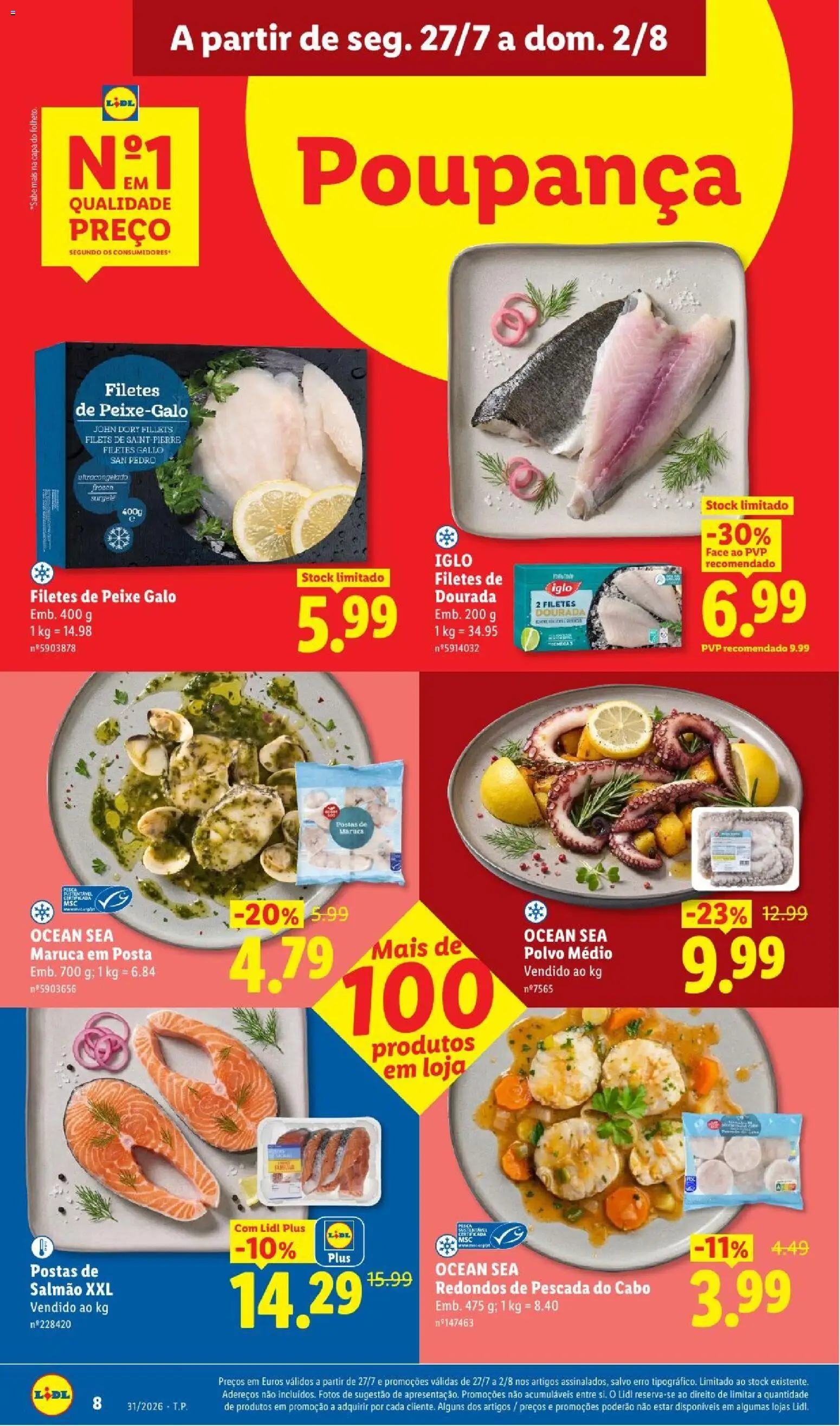 Lidl folheto │ válido de 27/07/2026 | Página: 10 | Produtos: Pescada, Polvo, Pescada do cabo, Salmão