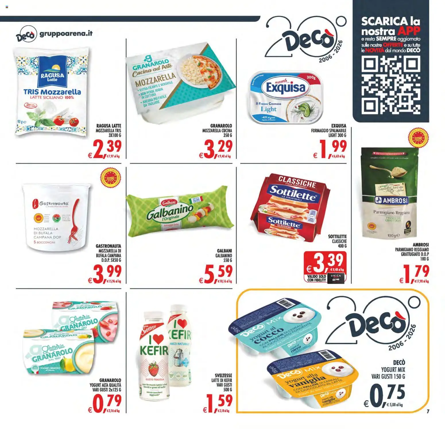 Volantino Decò del 08.05.2026 | Pagina: 7 | Prodotti: Cereali, Acqua, Formaggio, Parmigiano reggiano