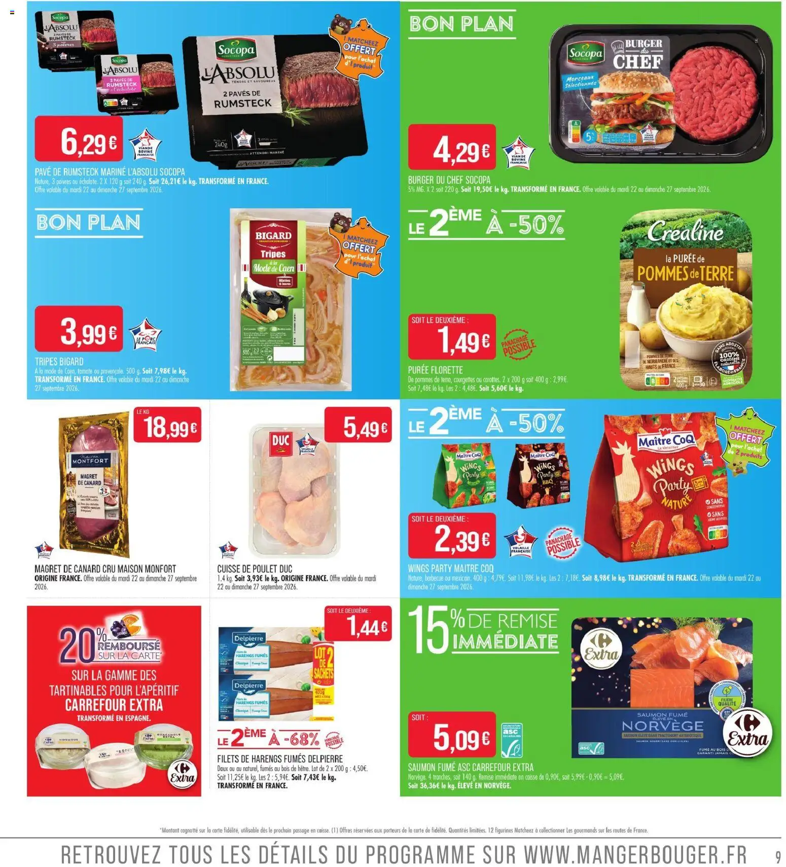 {H1} | Page: 9 | Produits: Canard, Magret de canard, Cuisse de poulet, Pommes de terre