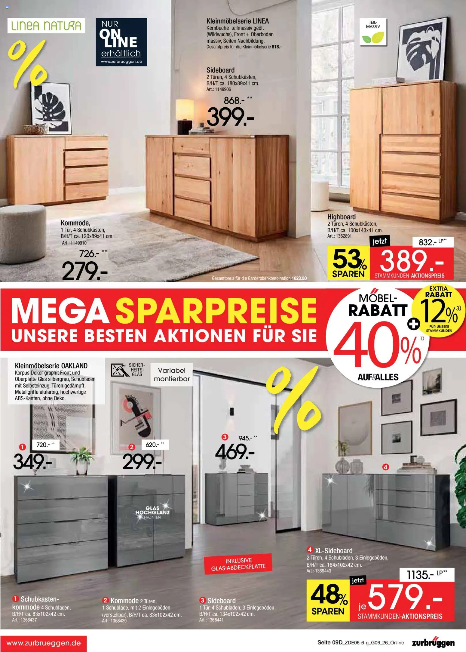 Zurbrüggen Mega Sparpreise – gültig ab 08.06.2026 | Seite: 17 | Produkte: Sideboard, HIghboard, Kommode