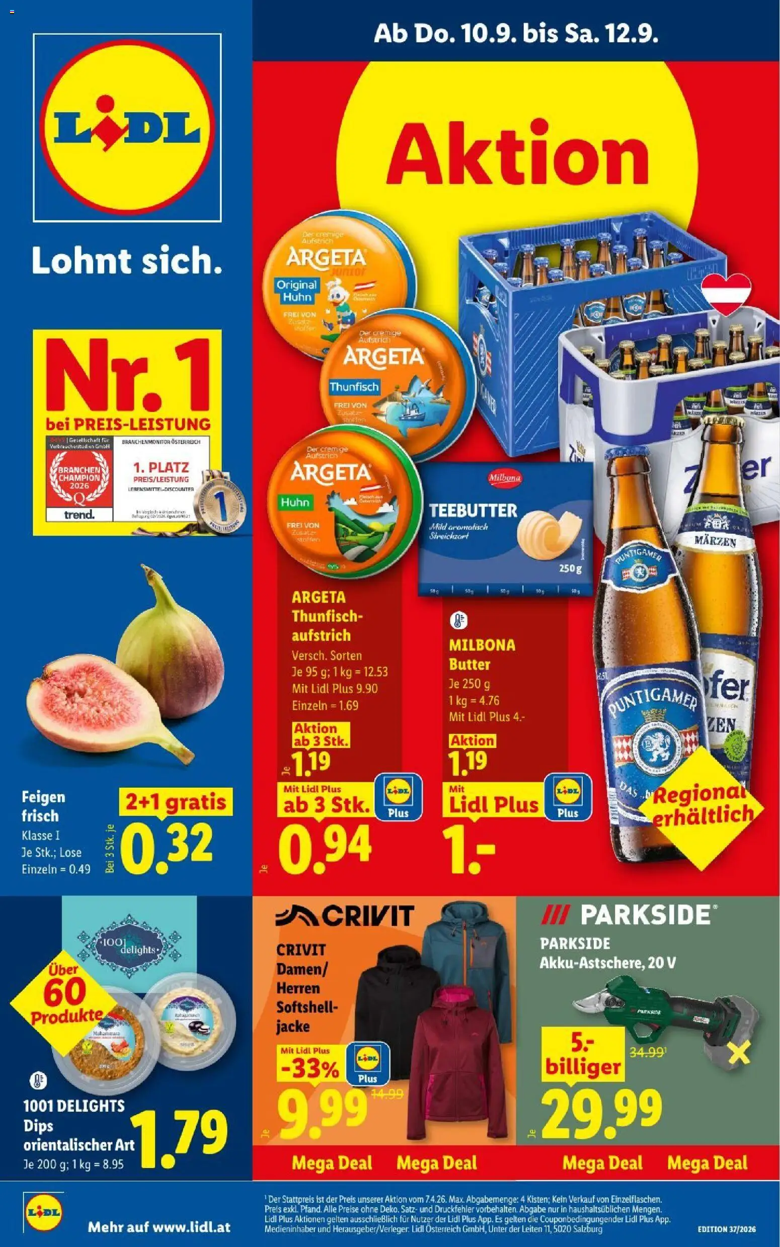 Lidl - Flugblatt gültig ab 10.09.2026 | Seite: 1 | Produkte: Jacke, Feigen, Butter
