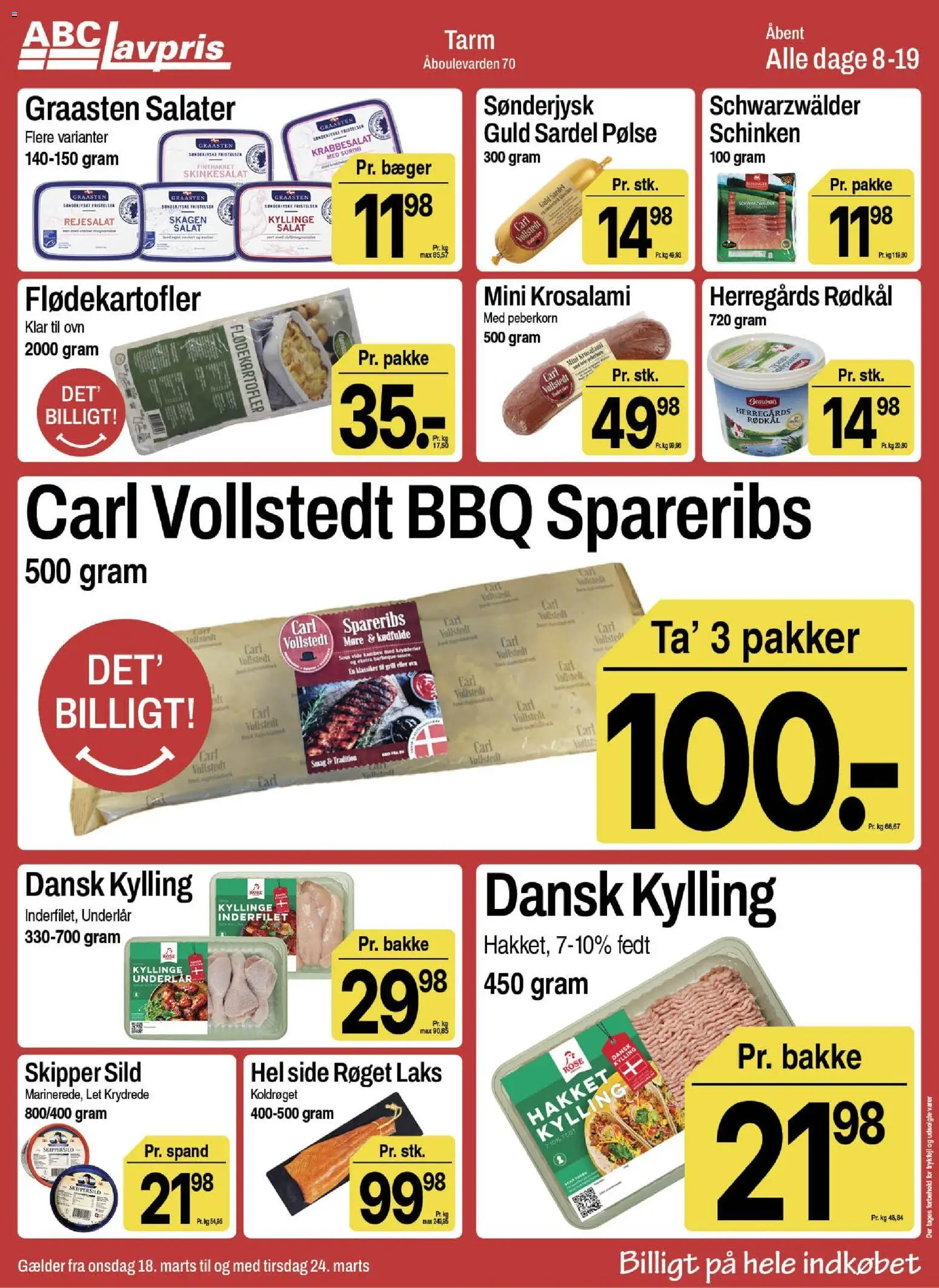 Abc Lavpris tilbudsavis – gyldig fra 18.03.2026 | Side: 6 | Produkter: Salat, Rødkål, Spareribs, Ovn