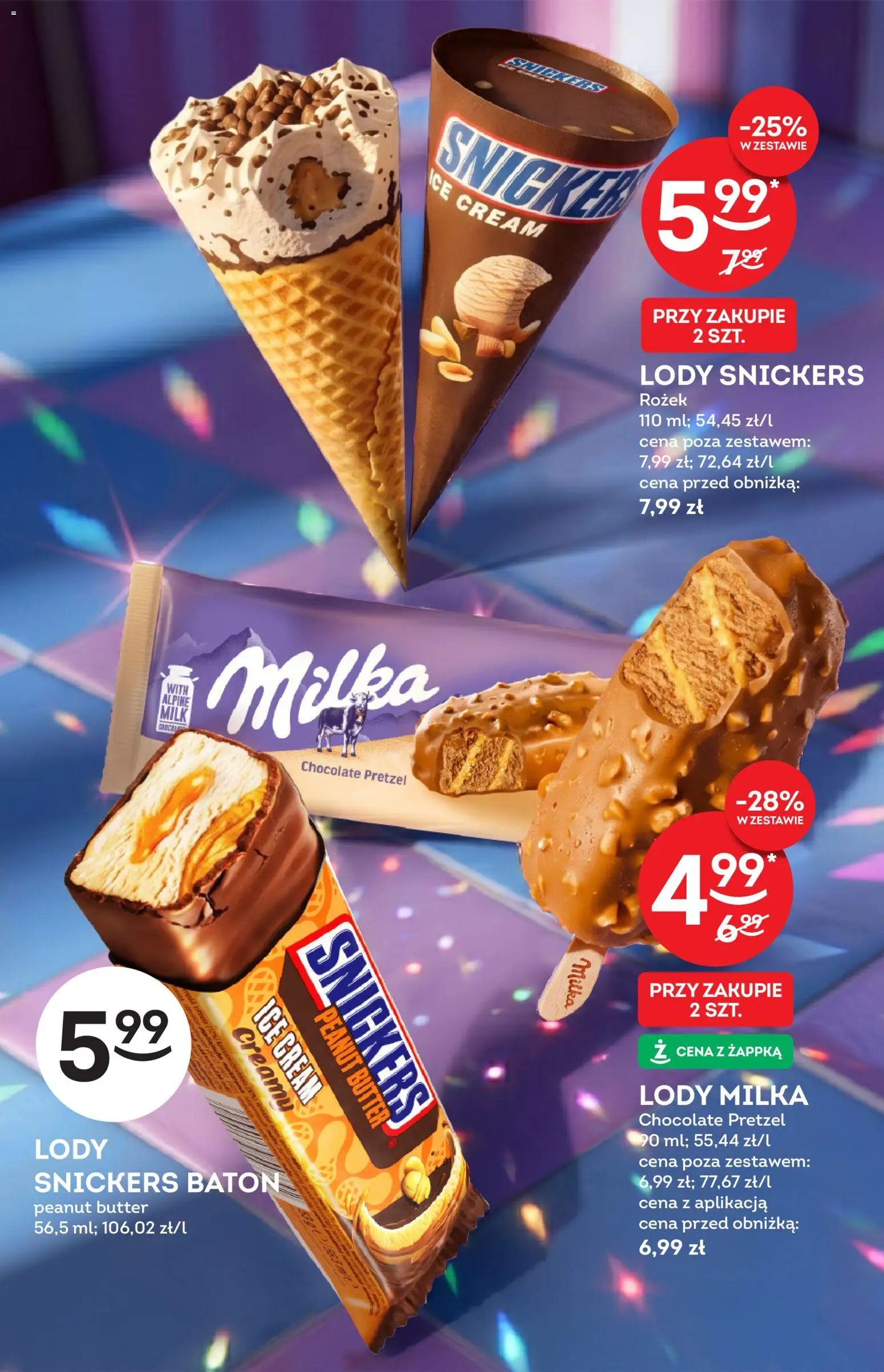 Żabka gazetka - Katalog lodowy od 10.08.2026 | Strona: 9 | Produkty: Milka, Snickers, Baton, Lody