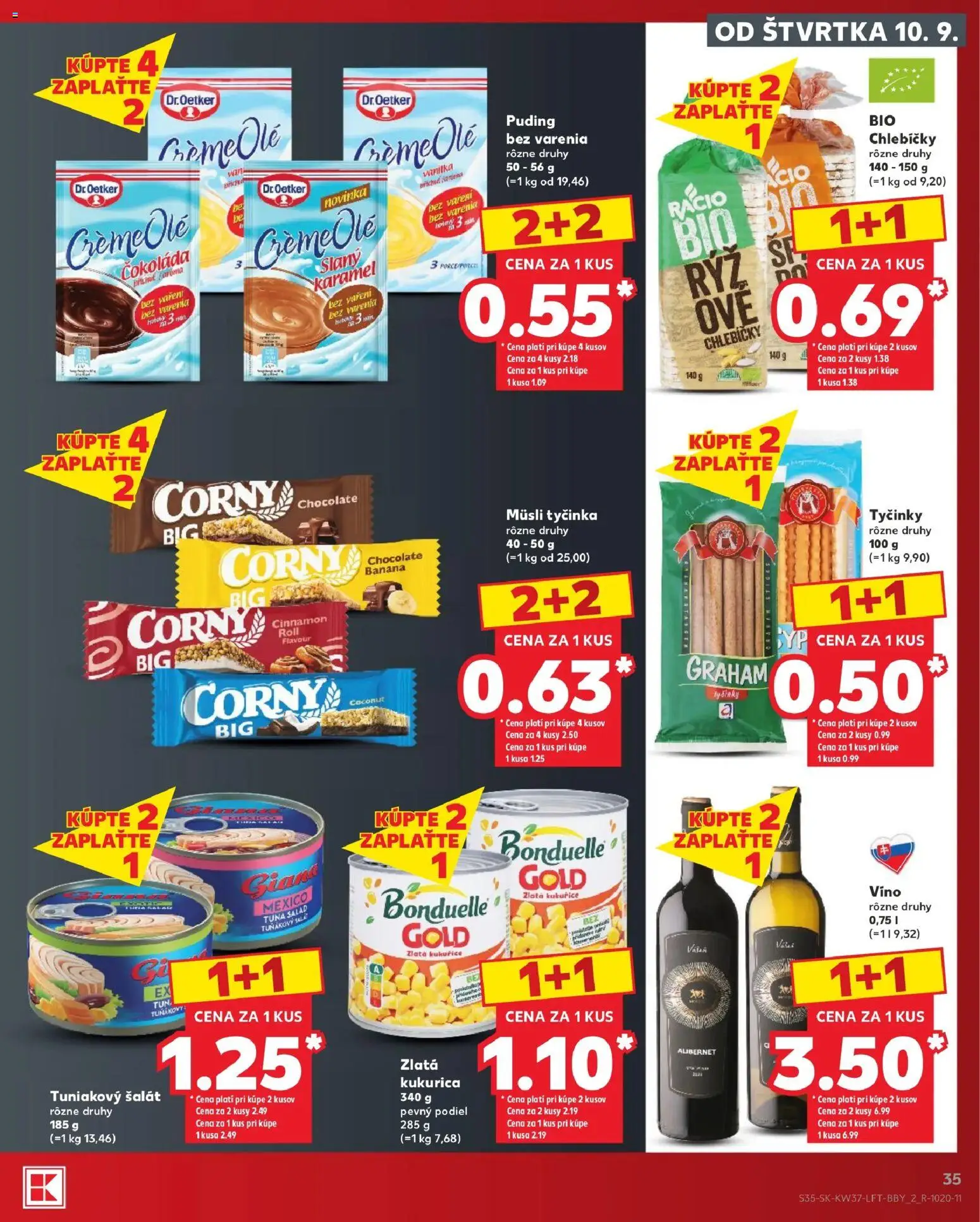 Nové Kaufland akcie – leták je platný od 10.09.2026 | Strana: 35 | Produkty: Puding, Čokoláda, Šalát, Tuniakový šalát