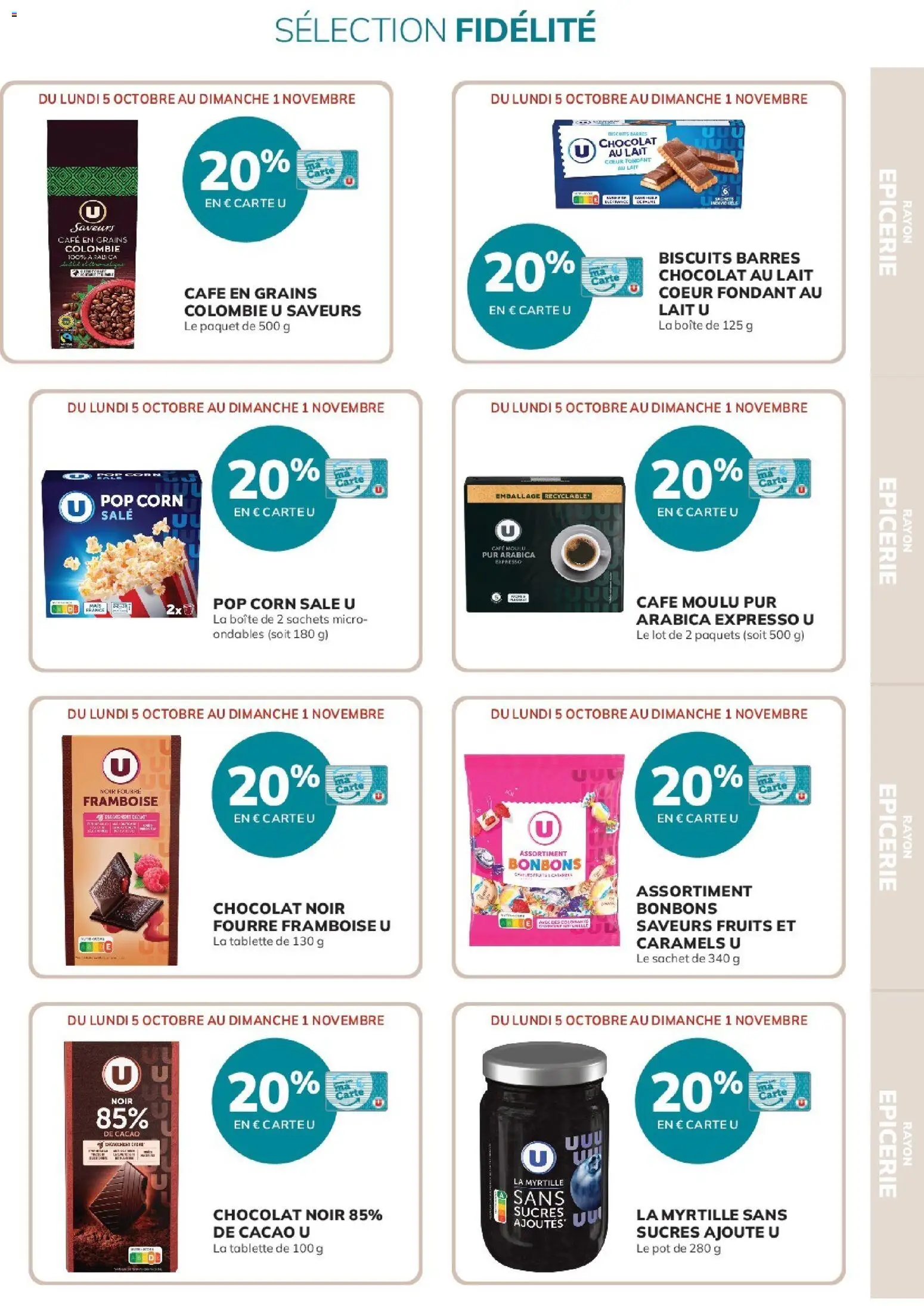 {H1} | Page: 7 | Produits: Tablette, Framboise, Café, Bonbons
