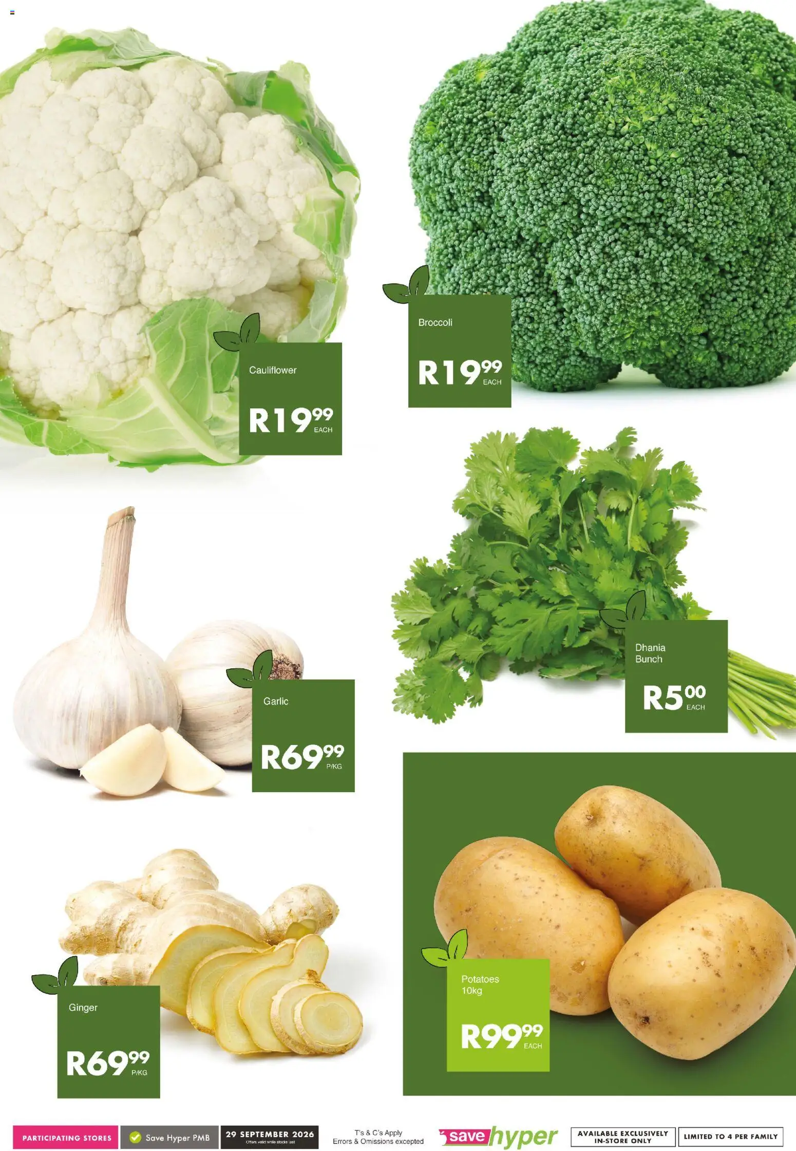 New Save catalogue – valid from 29/09/2026 | Page: 6 | Products: Cauliflower, Broccoli, Potatoes, Garlic