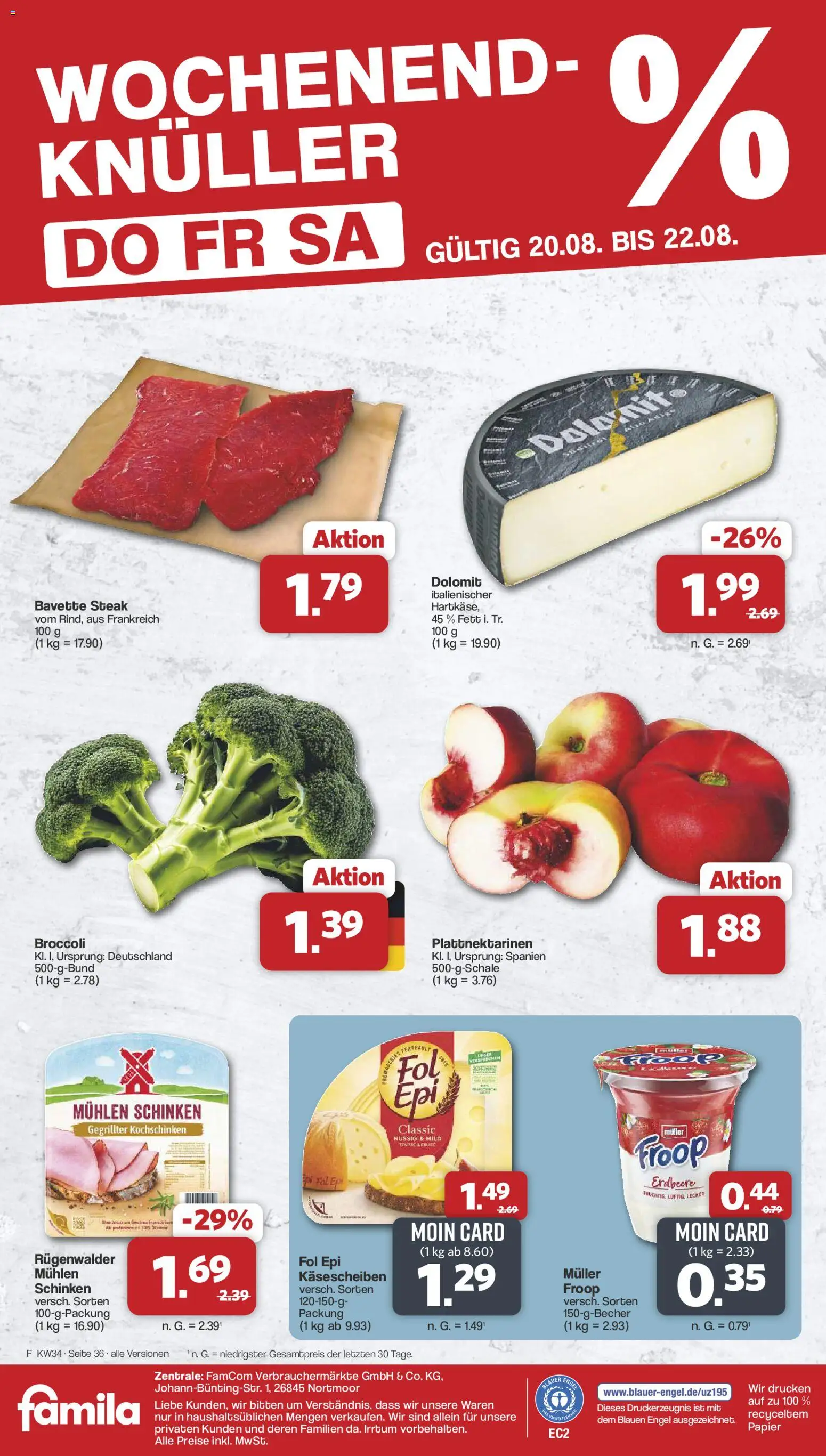 Famila Nordwest Prospekt – gültig ab 17.08.2026 | Seite: 38 | Produkte: Froop, Schinken, Steak