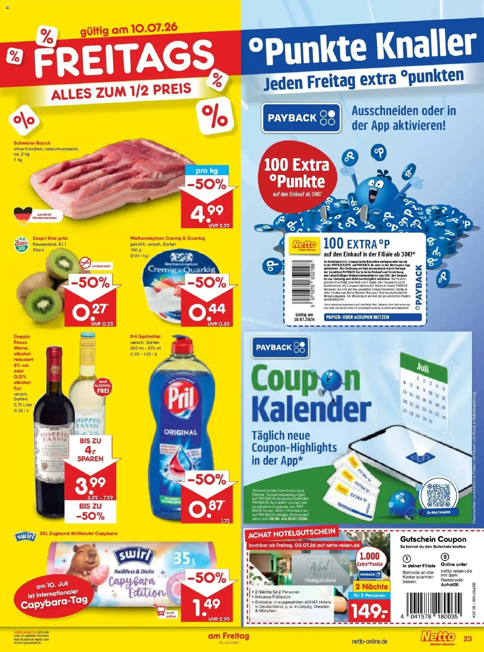 Netto Marken-Discount - Netto: Wochenangebote – gültig ab 05.07.2026 | Seite: 39 | Produkte: Schweinebauch, Wurst, Pril, Kiwi