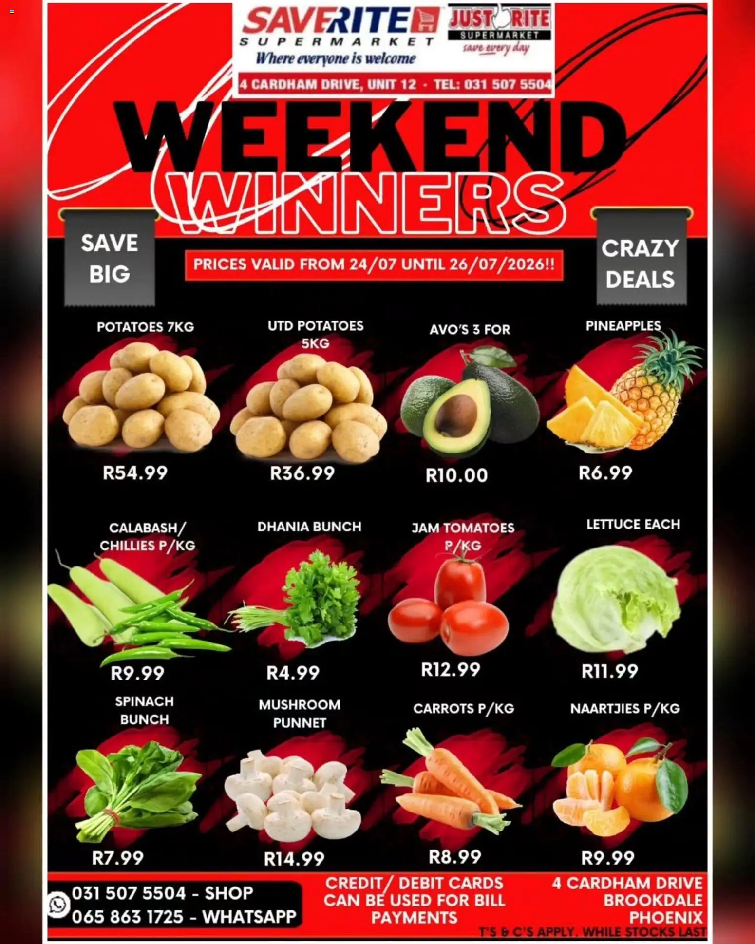 New Saverite catalogue – valid from 24/07/2026 | Page: 1 | Products: Jam, Tomatoes, Carrots, Lettuce