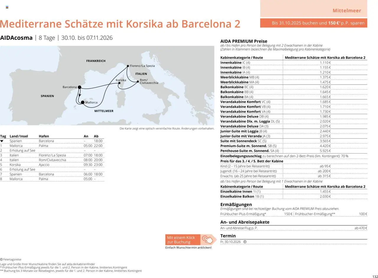Aida Sommer 2026 – gültig ab 01.03.2026 | Seite: 132 | Produkte: Bett