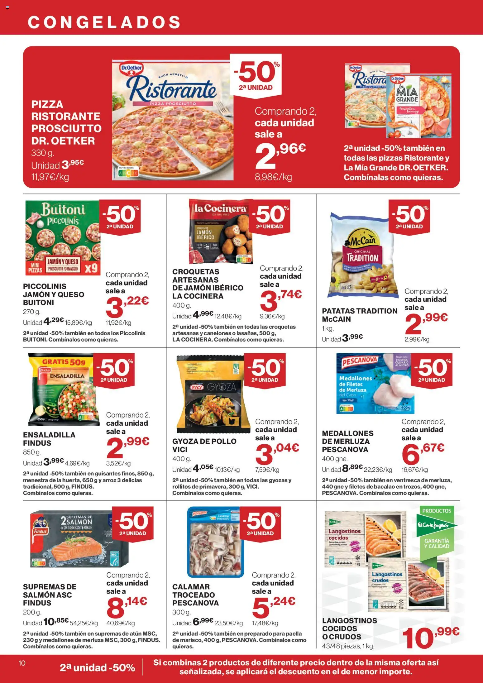 El Corte Inglés solo 3 días │ válido desde el 21/07/2026 | Página: 10 | Productos: Pizza, Filetes de merluza, Horno, Canelones