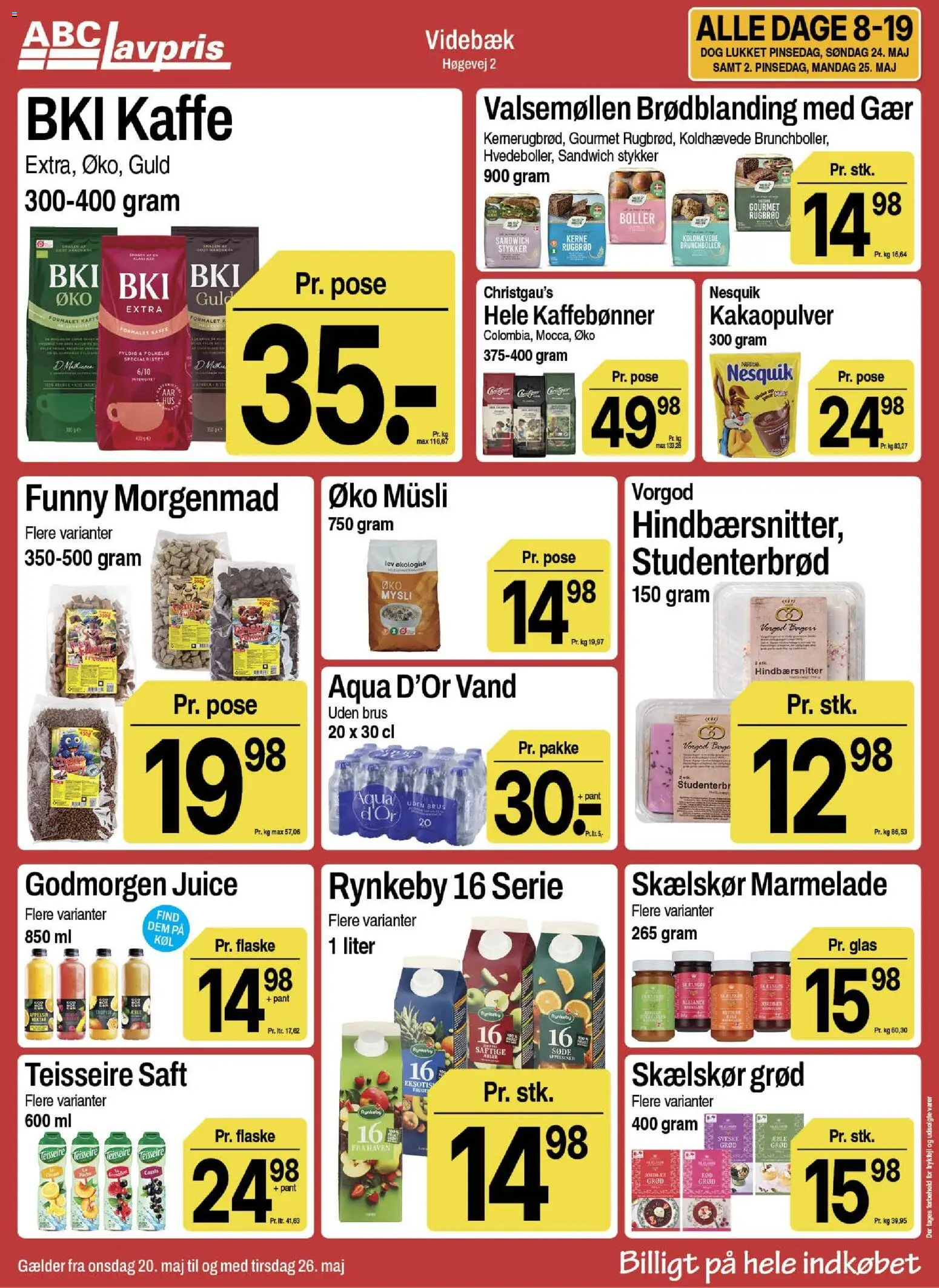 Abc Lavpris tilbudsavis – gyldig fra 20.05.2026 | Side: 13 | Produkter: Kaffe, Juice, Rugbrød, Marmelade