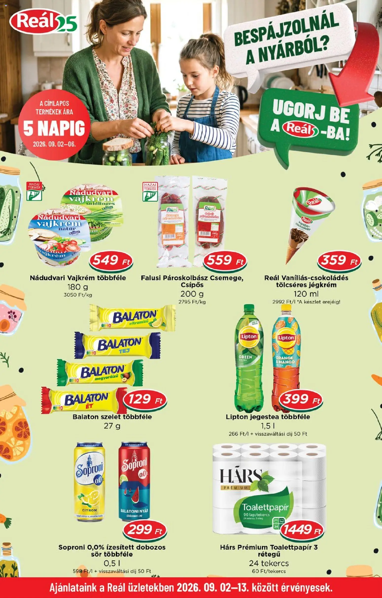 Reál akciós ujság - amely érvényes a következő dátumtól: 2026.09.02. | Oldal: 1 | Termékek: Szelet, Soproni, Sör, Mangó
