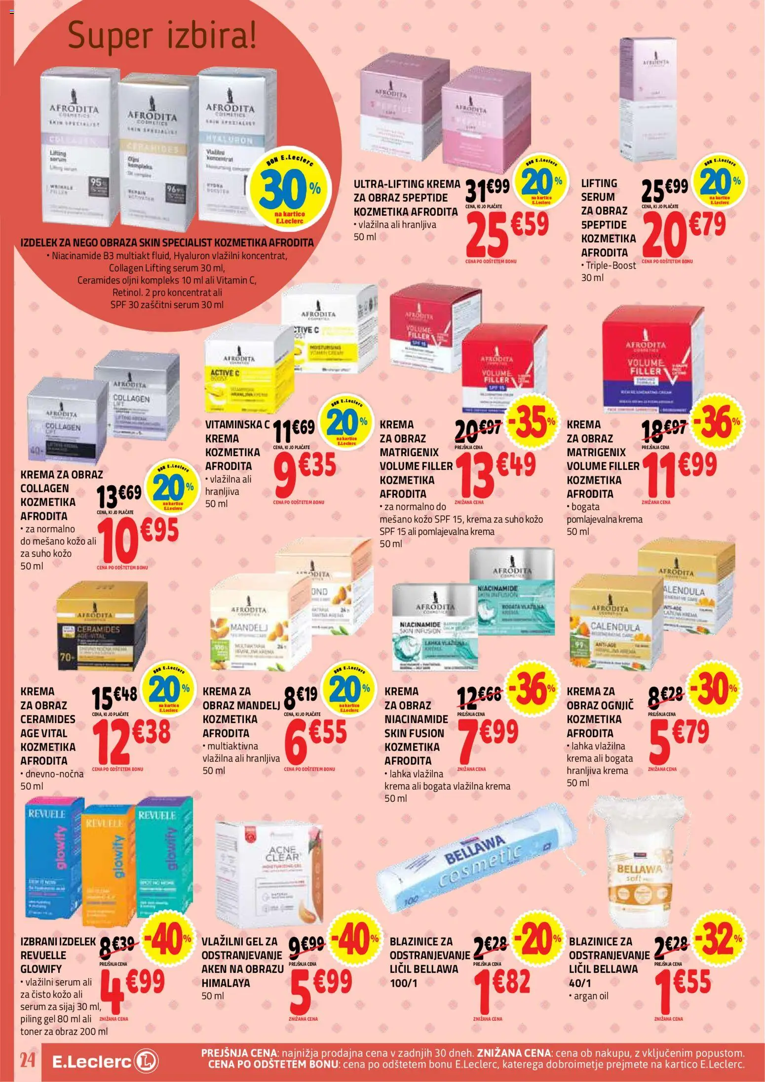 Novi E.leclerc katalog ponudbe – veljaven od 16.09.2026 | Stran: 24 | Izdelki: Toner, Krema, Piling, Krema za obraz