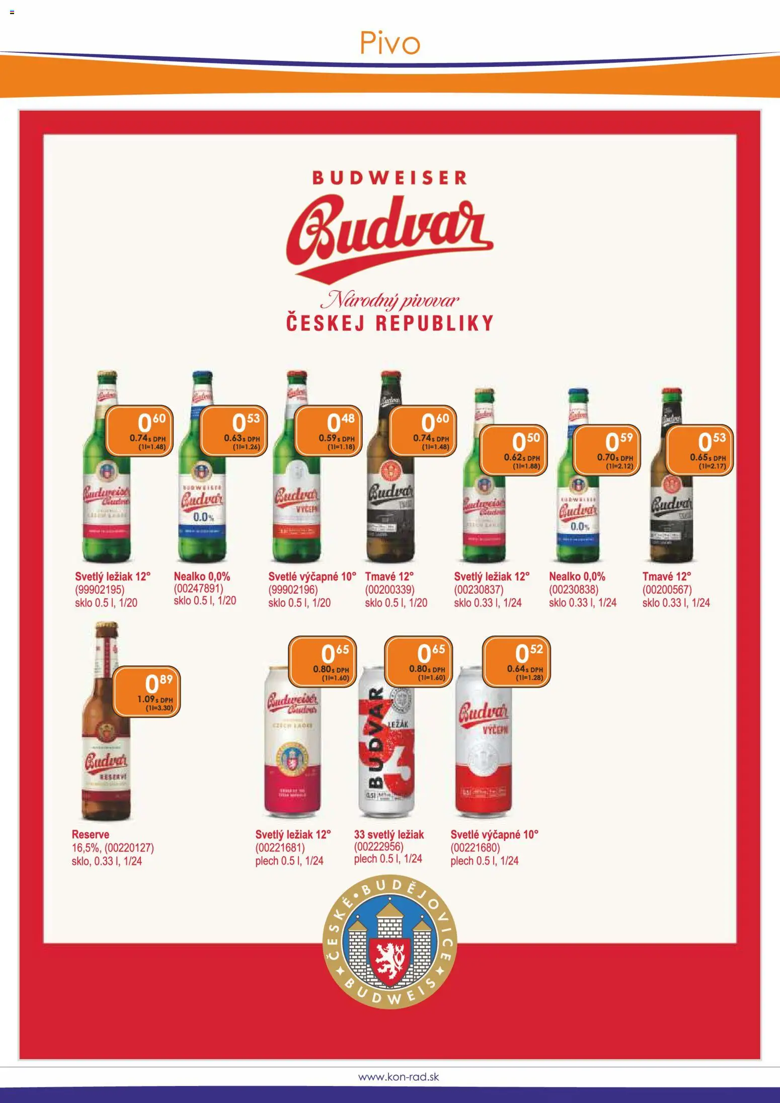 Nové KON - RAD akcie – leták je platný od 01.06.2026 | Strana: 21 | Produkty: Pivo, Budvar